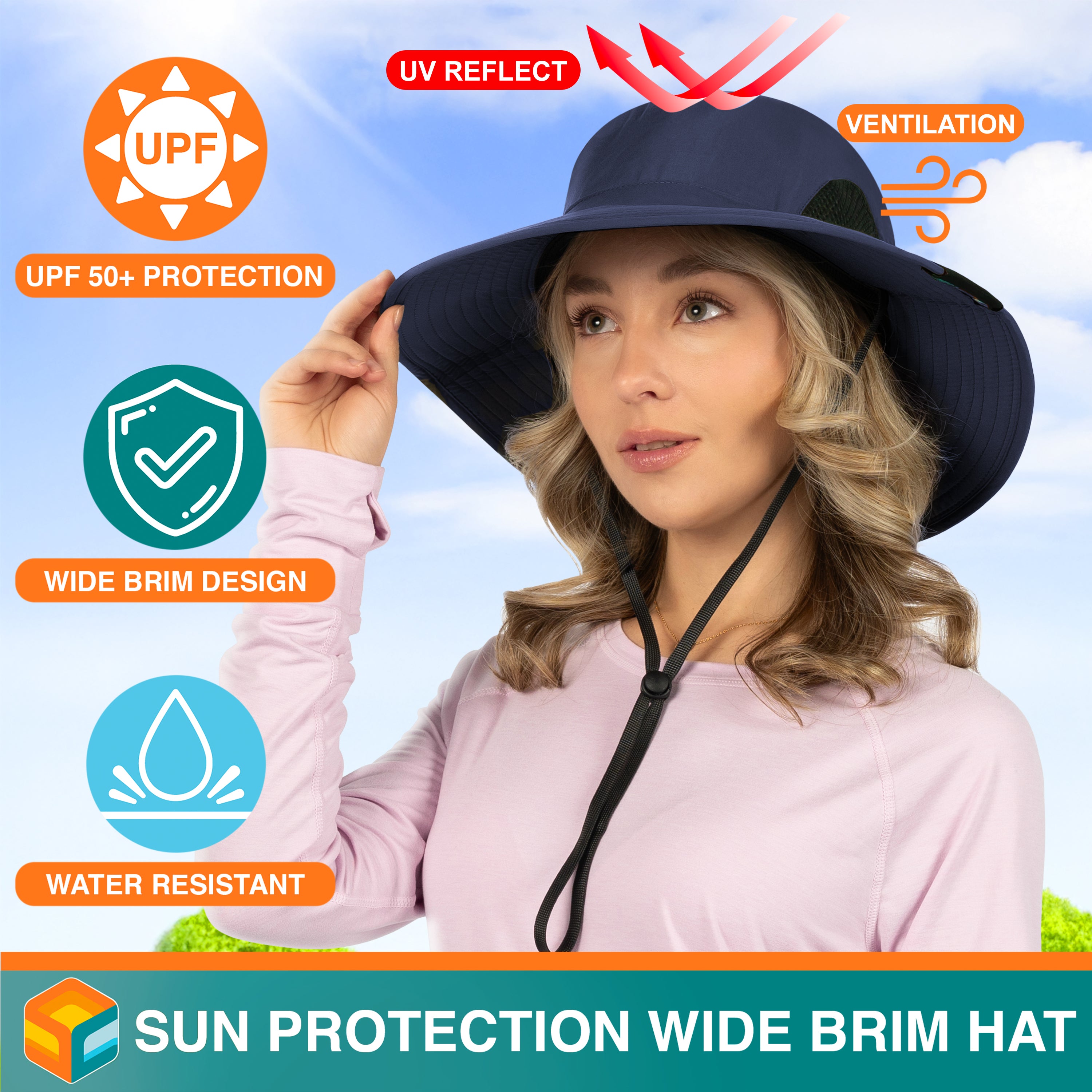 Unisex Wide Brim Sun Hat with Side Vent