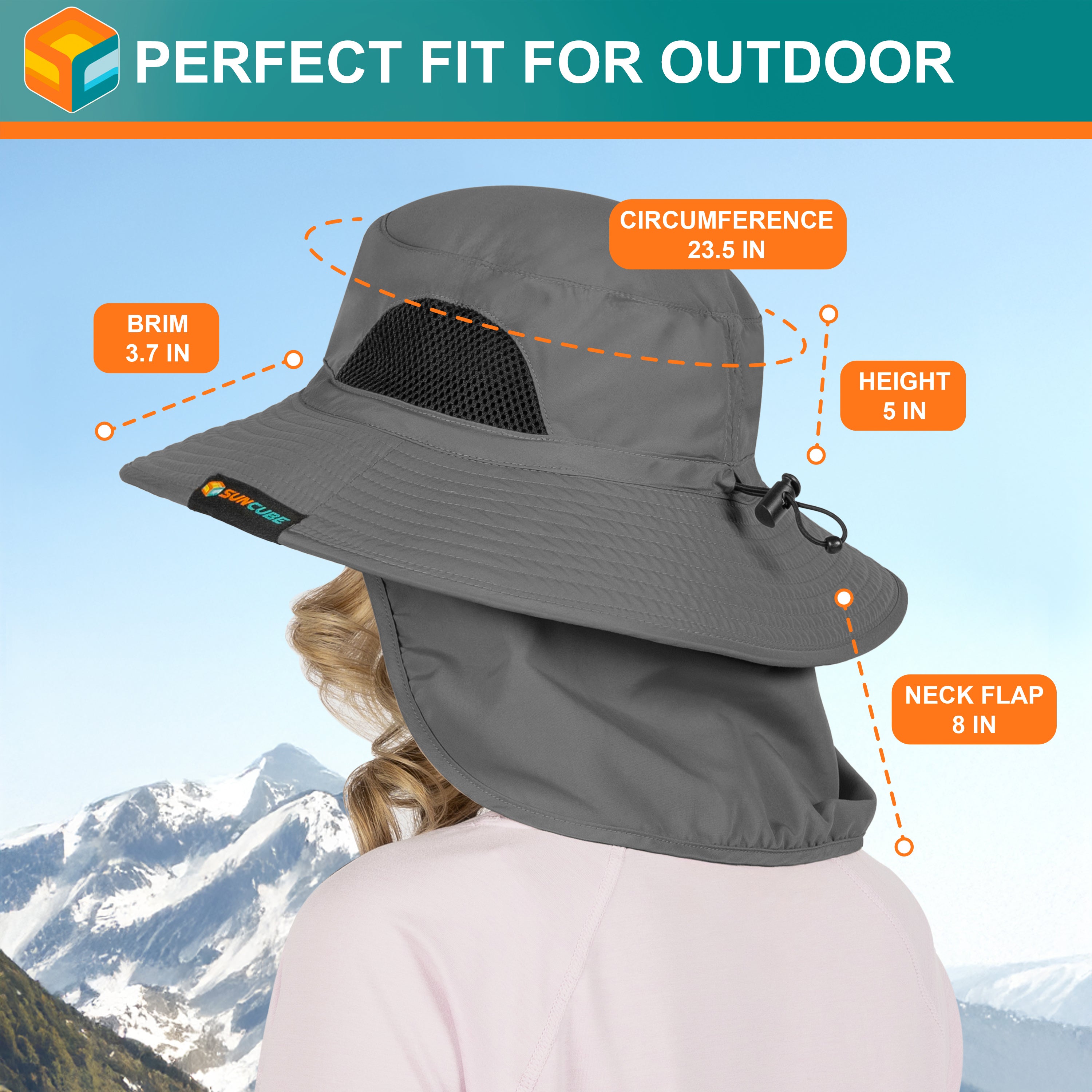 Unisex Wide Brim Sun Hat with Side Vent and Neck Flap Cover