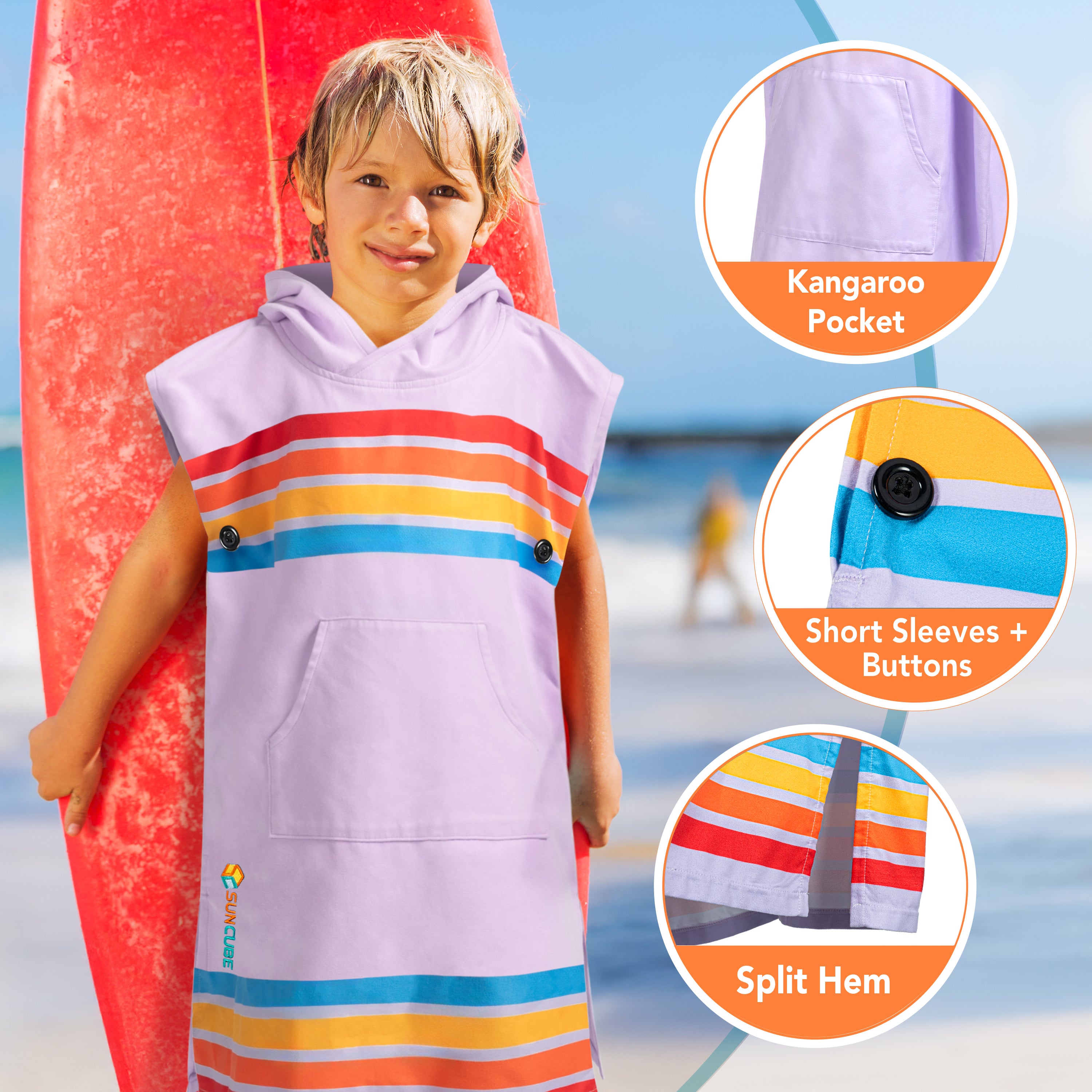 Surf Poncho Changing Robe with Hood, Microfiber - Kids / Teen