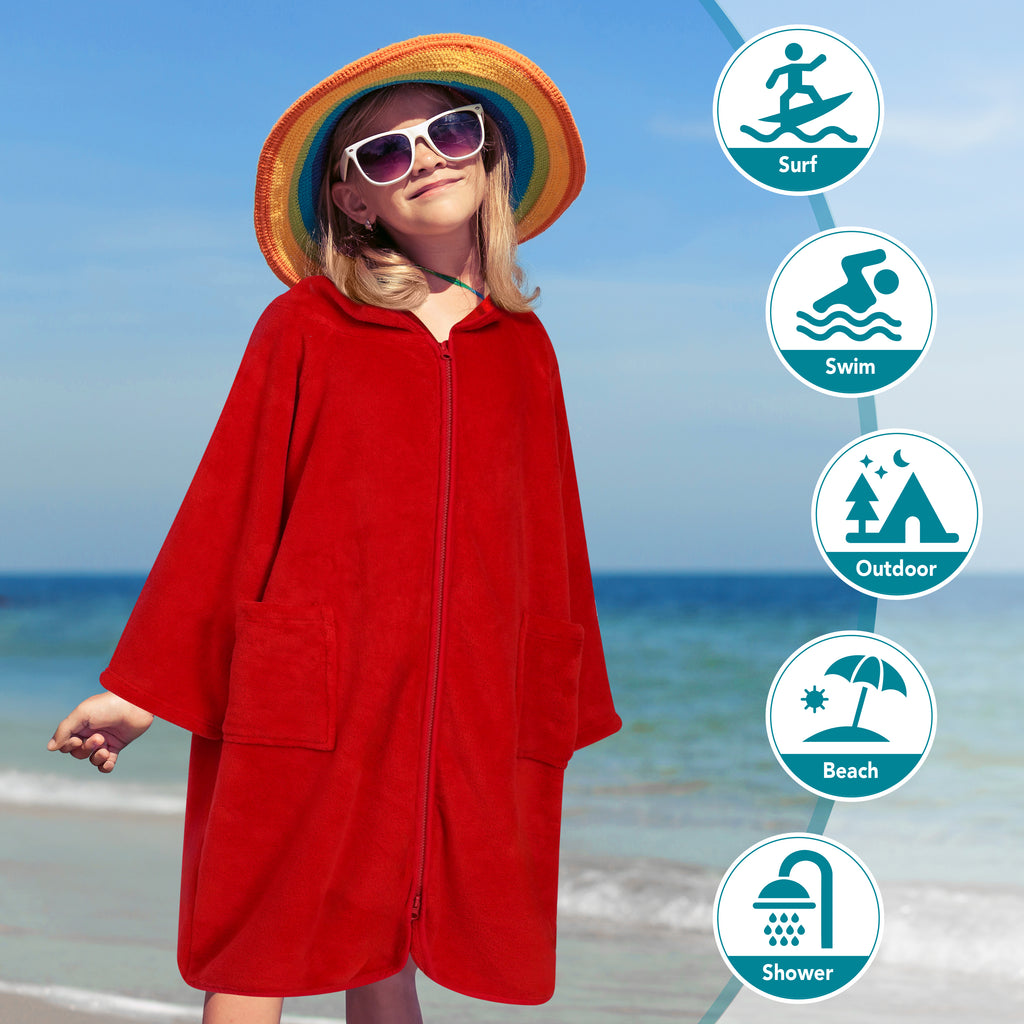 Teens Zippper Hooded Towel Robe