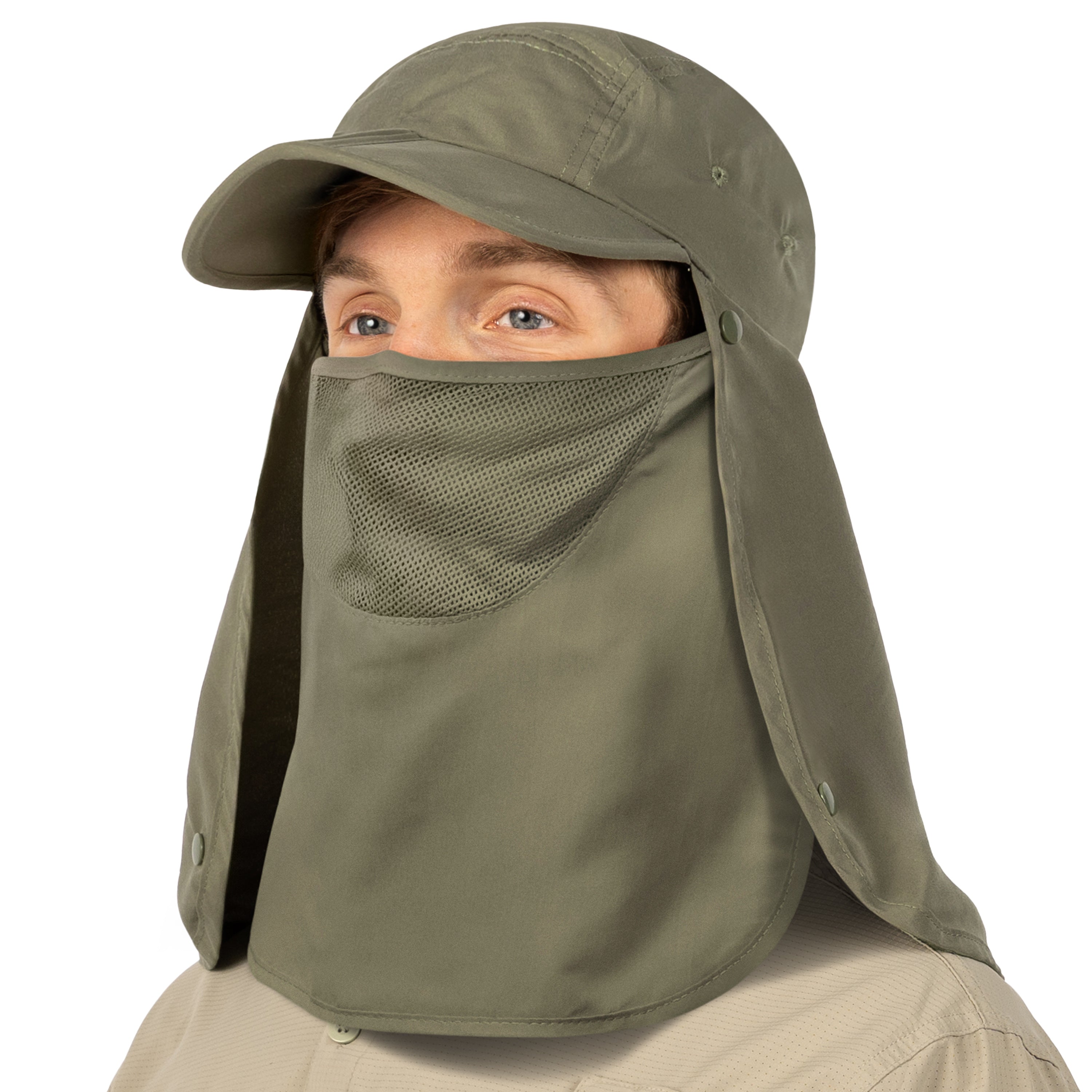 Unisex Sun Cap with Neck Flap and Face Cover