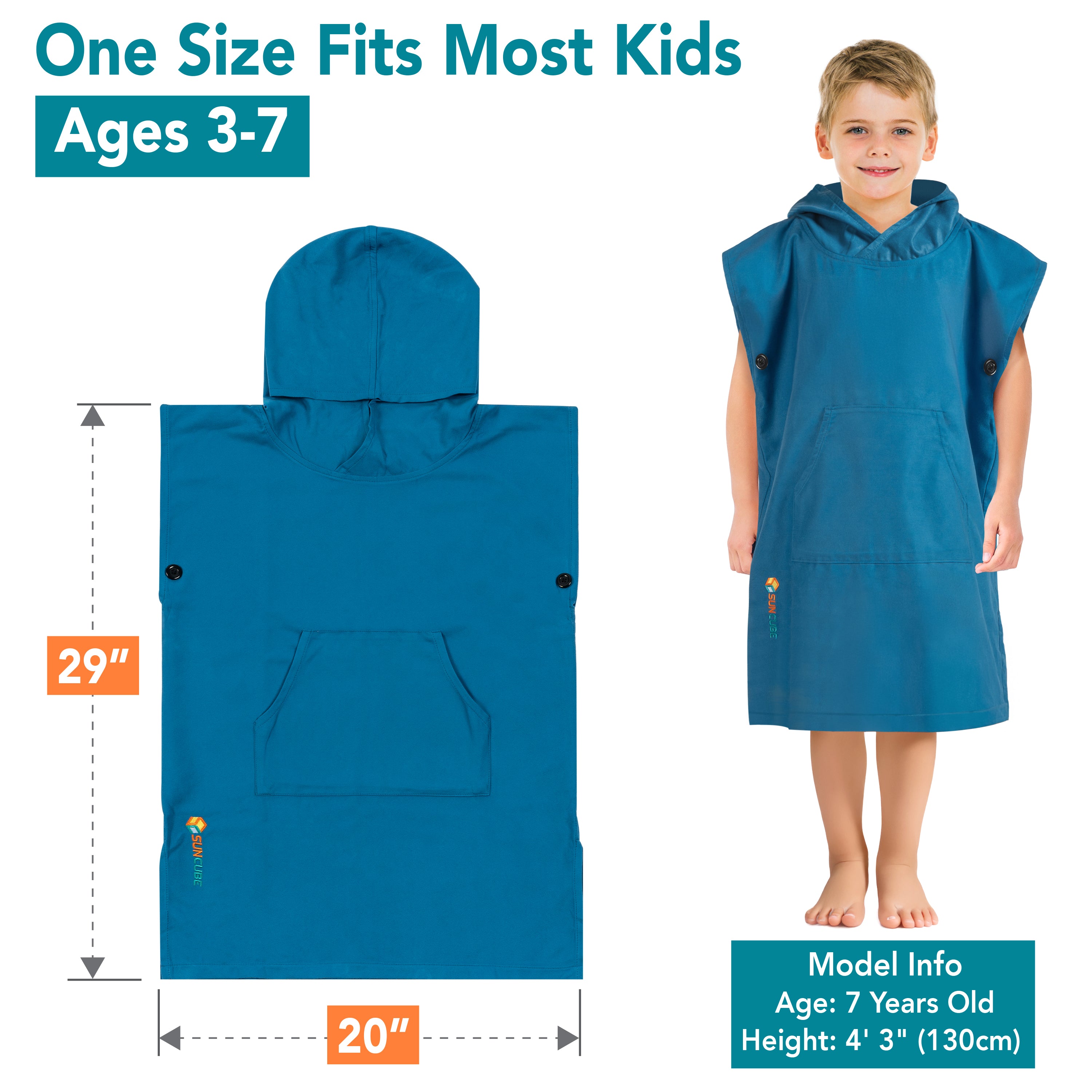 Surf Poncho Changing Robe with Hood, Microfiber - Kids / Teen