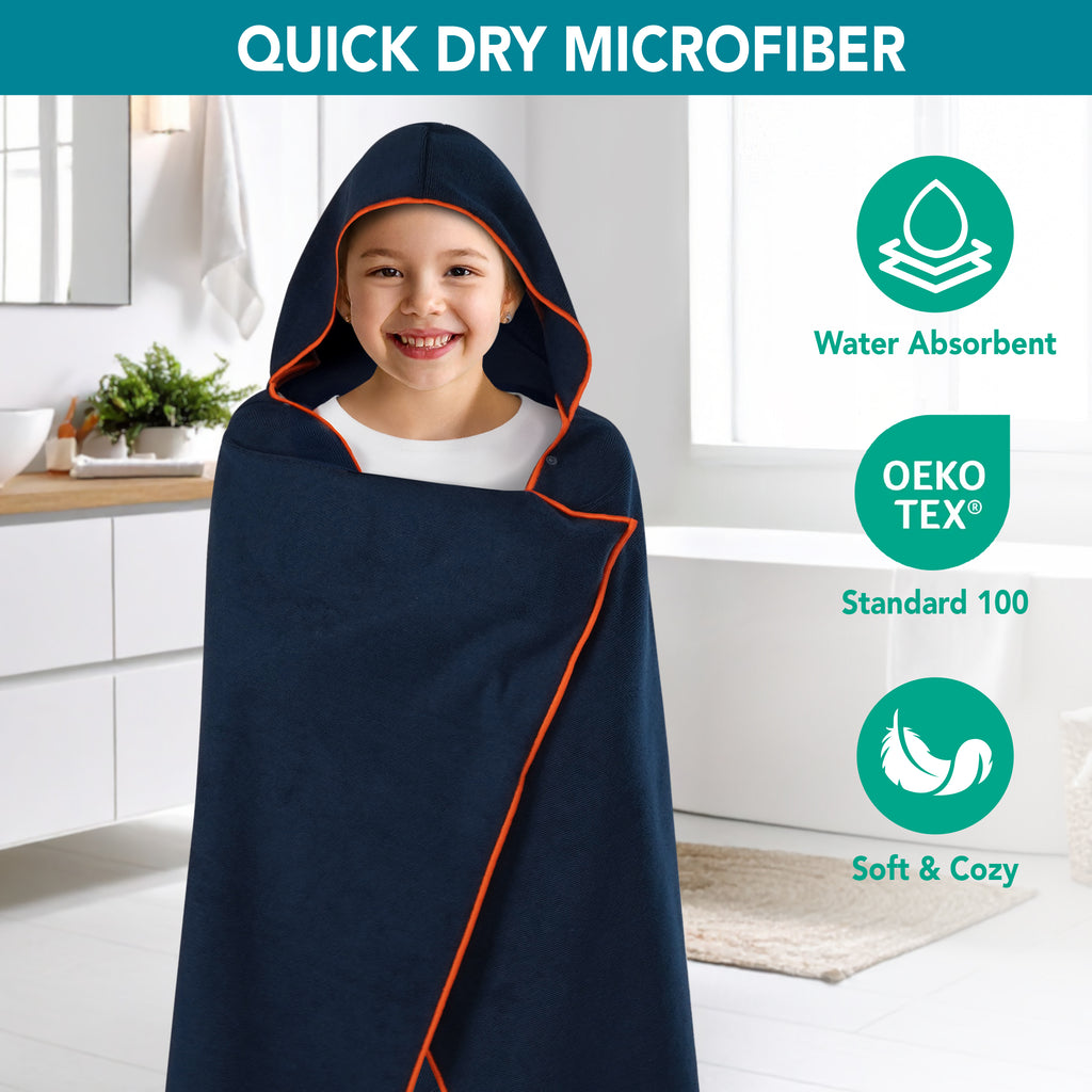 Kids Hooded Poncho Wrap Bath Towel