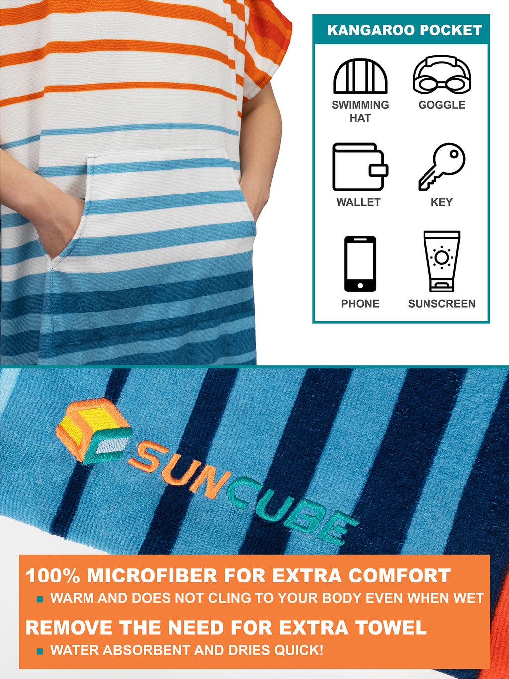 Surf Poncho Changing Robe with Hood - Adults