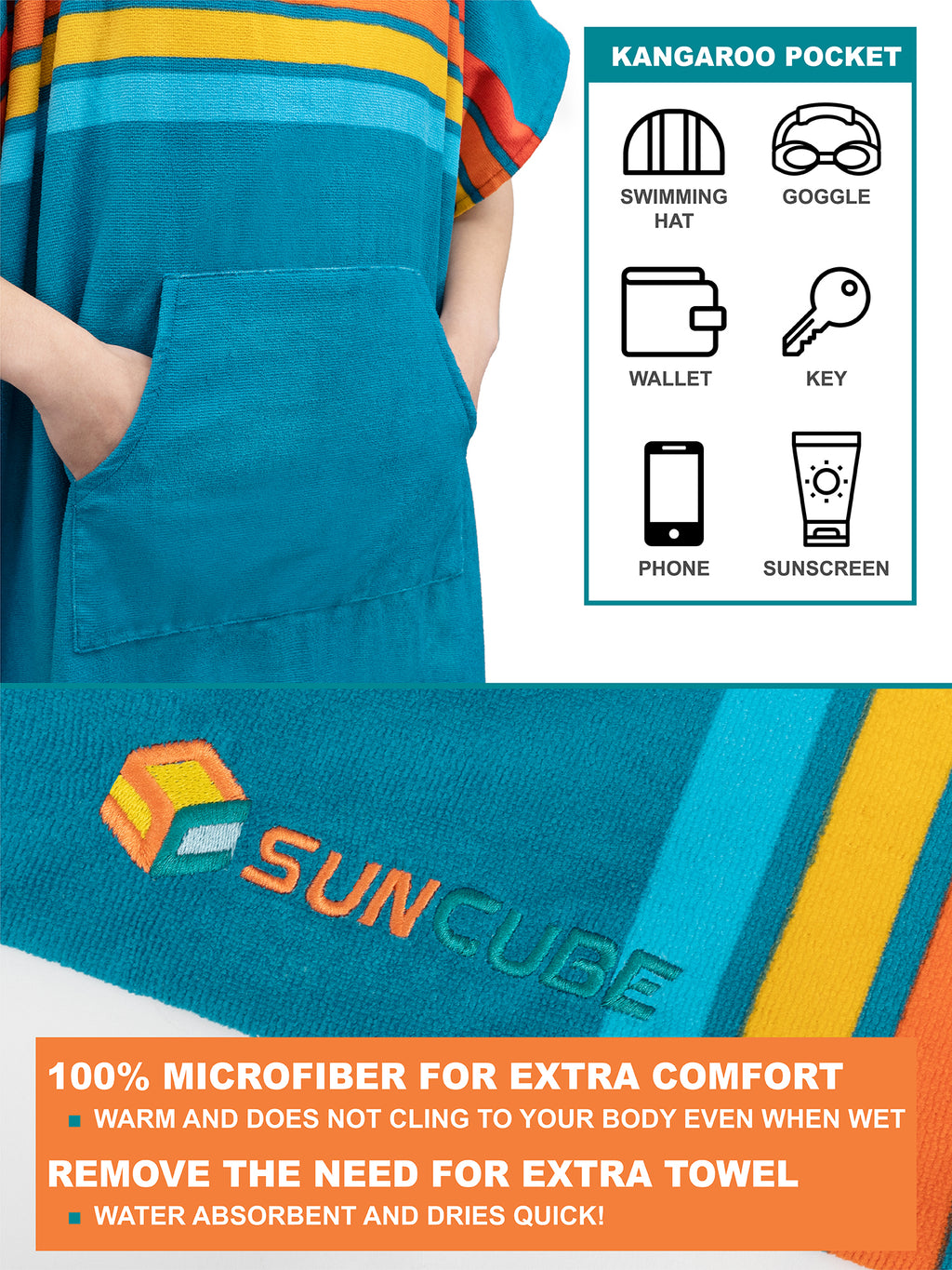 Surf Poncho Changing Robe with Hood - Adults