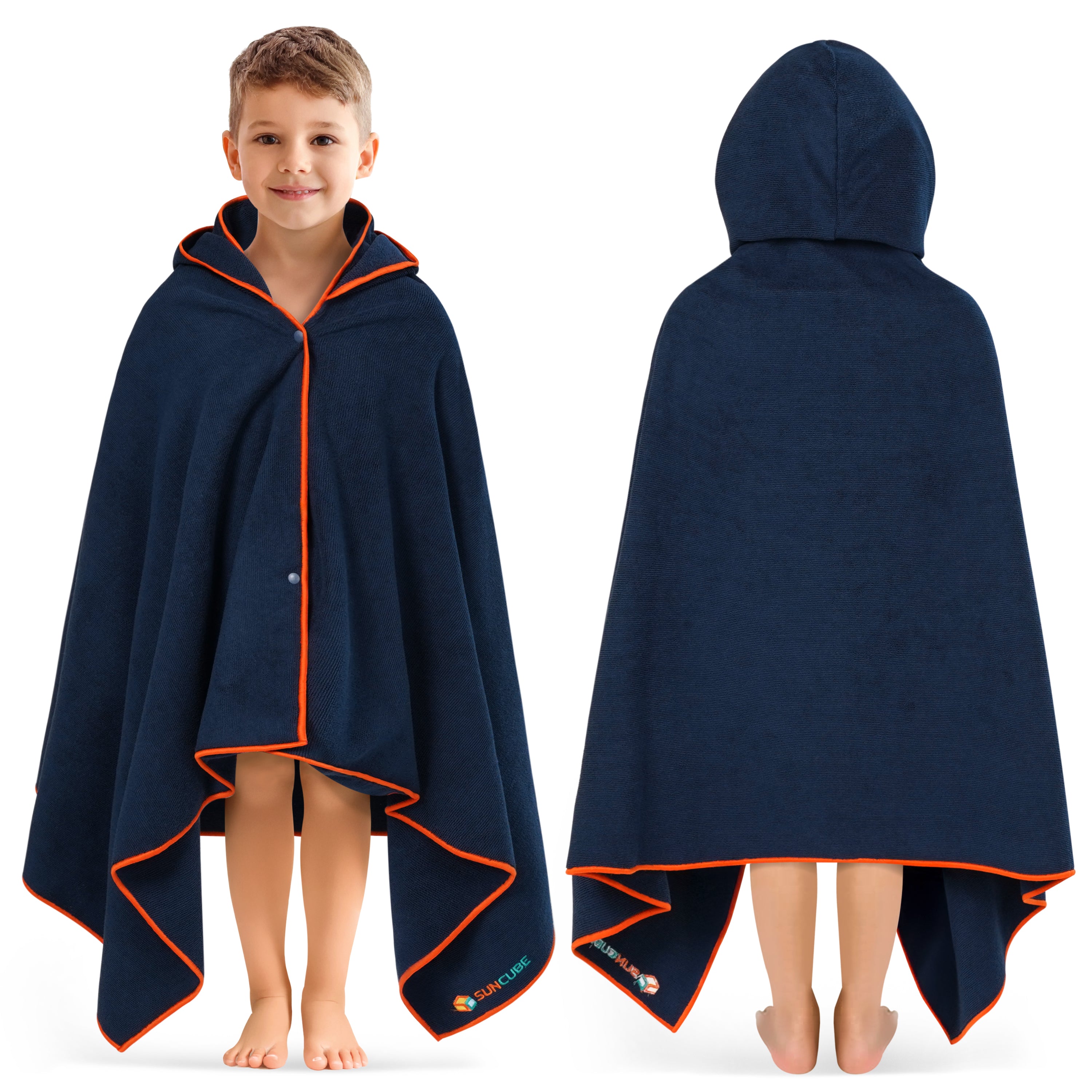Kids Hooded Poncho Wrap Bath Towel