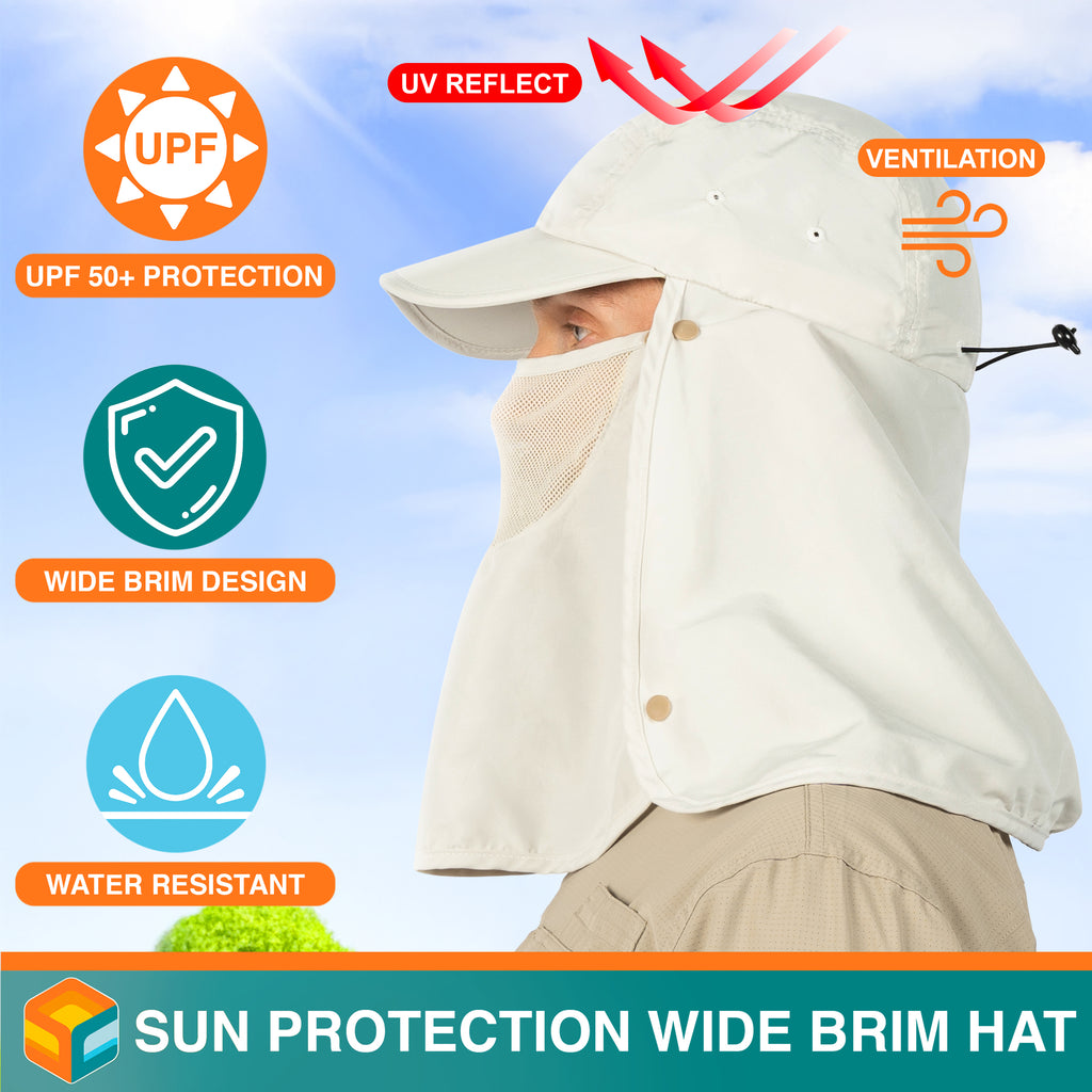 Unisex Sun Cap with Neck Flap and Face Cover