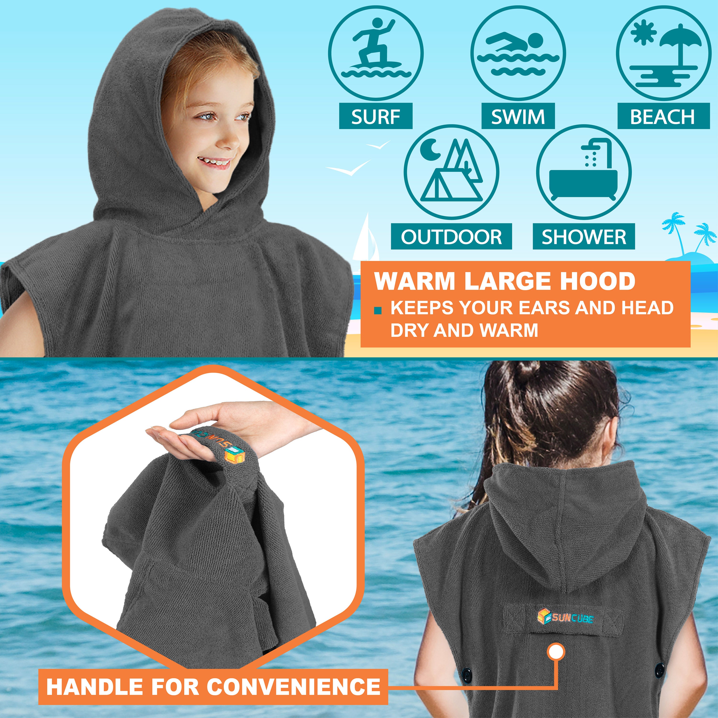 Surf Poncho Changing Robe with Hood - Kids / Teen