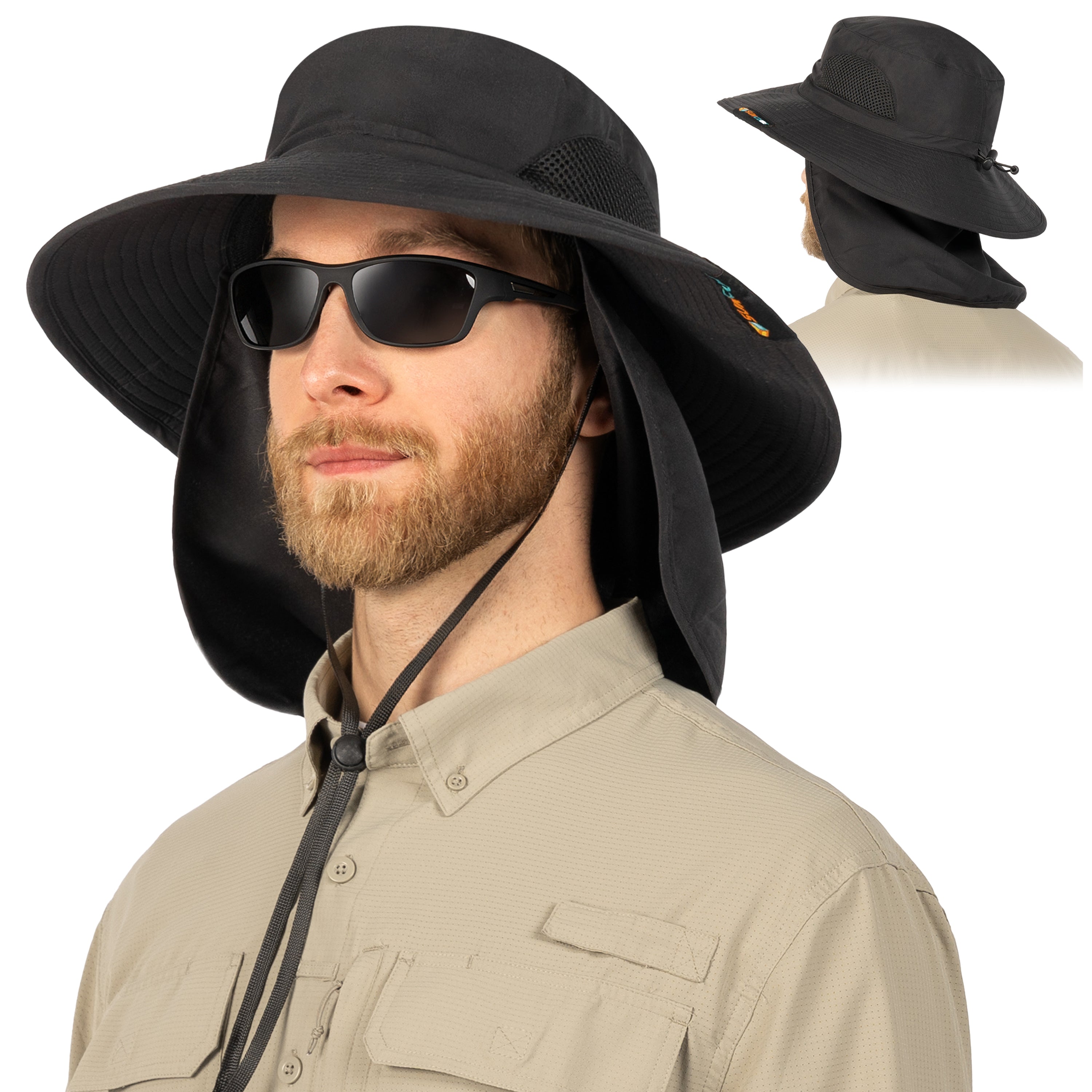 Unisex Wide Brim Sun Hat with Side Vent and Neck Flap Cover