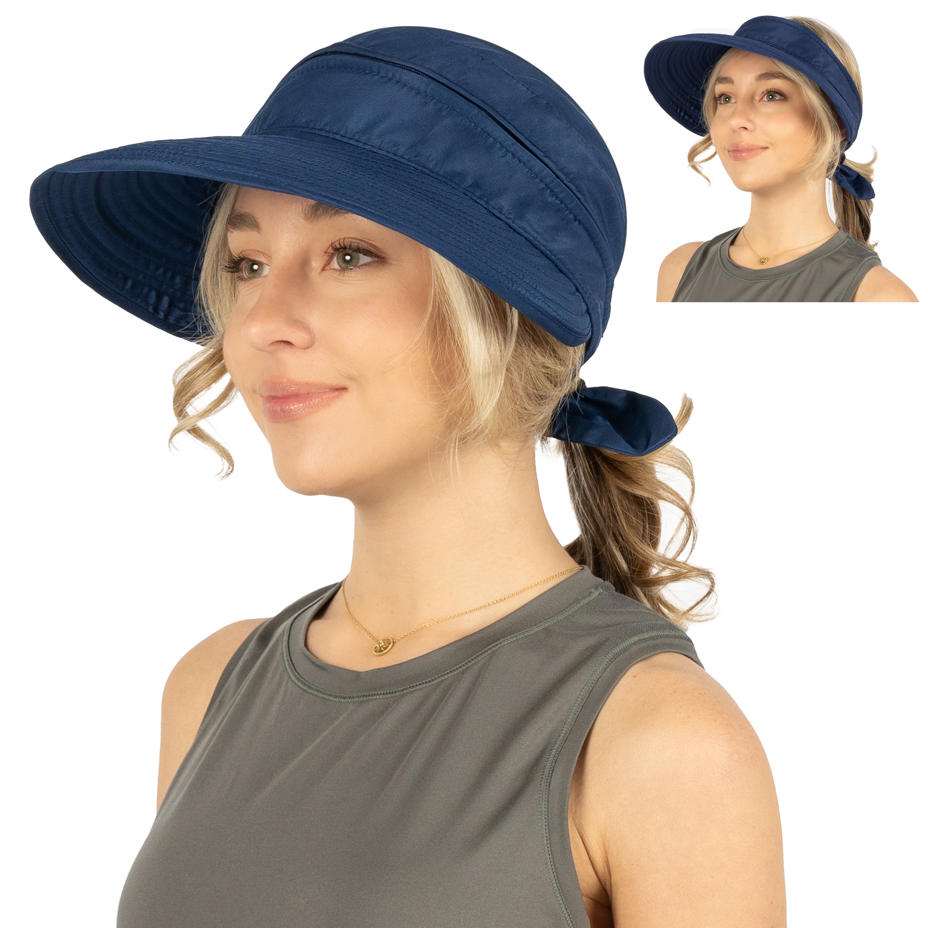 Womens Convertible Zip Off Sun Visor Hat