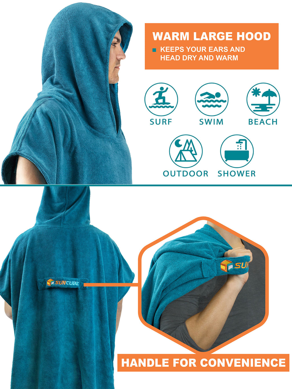Surf Poncho Changing Robe with Hood - Adults