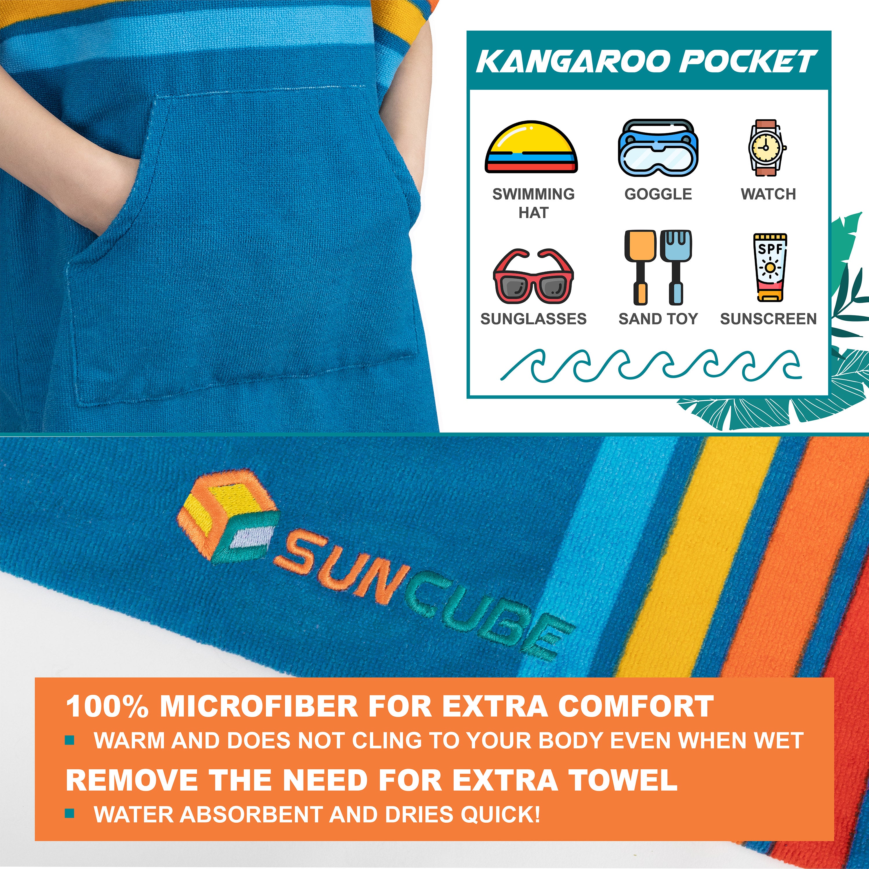 Surf Poncho Changing Robe with Hood - Kids / Teen