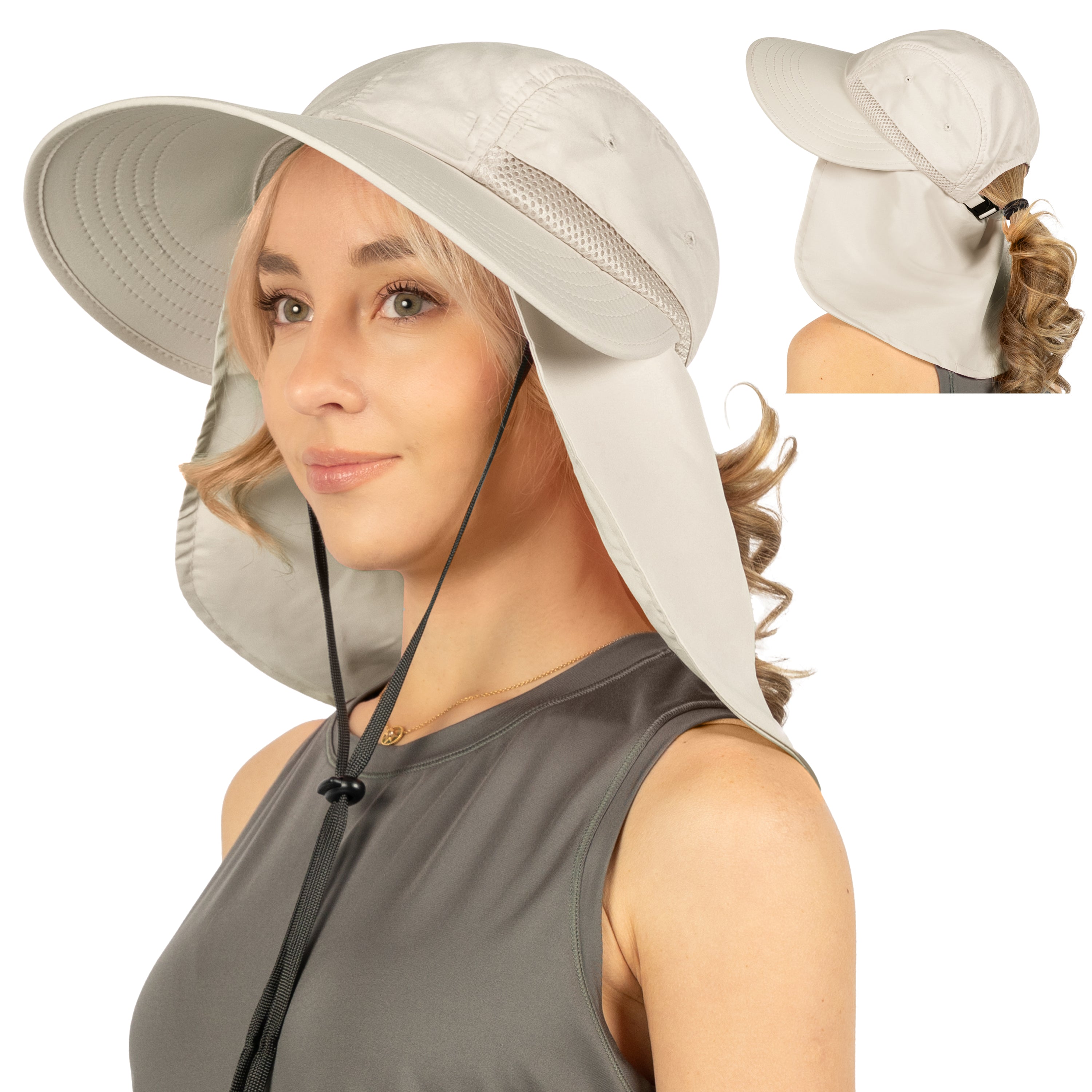 Womens Sun Hat with Neck Flap