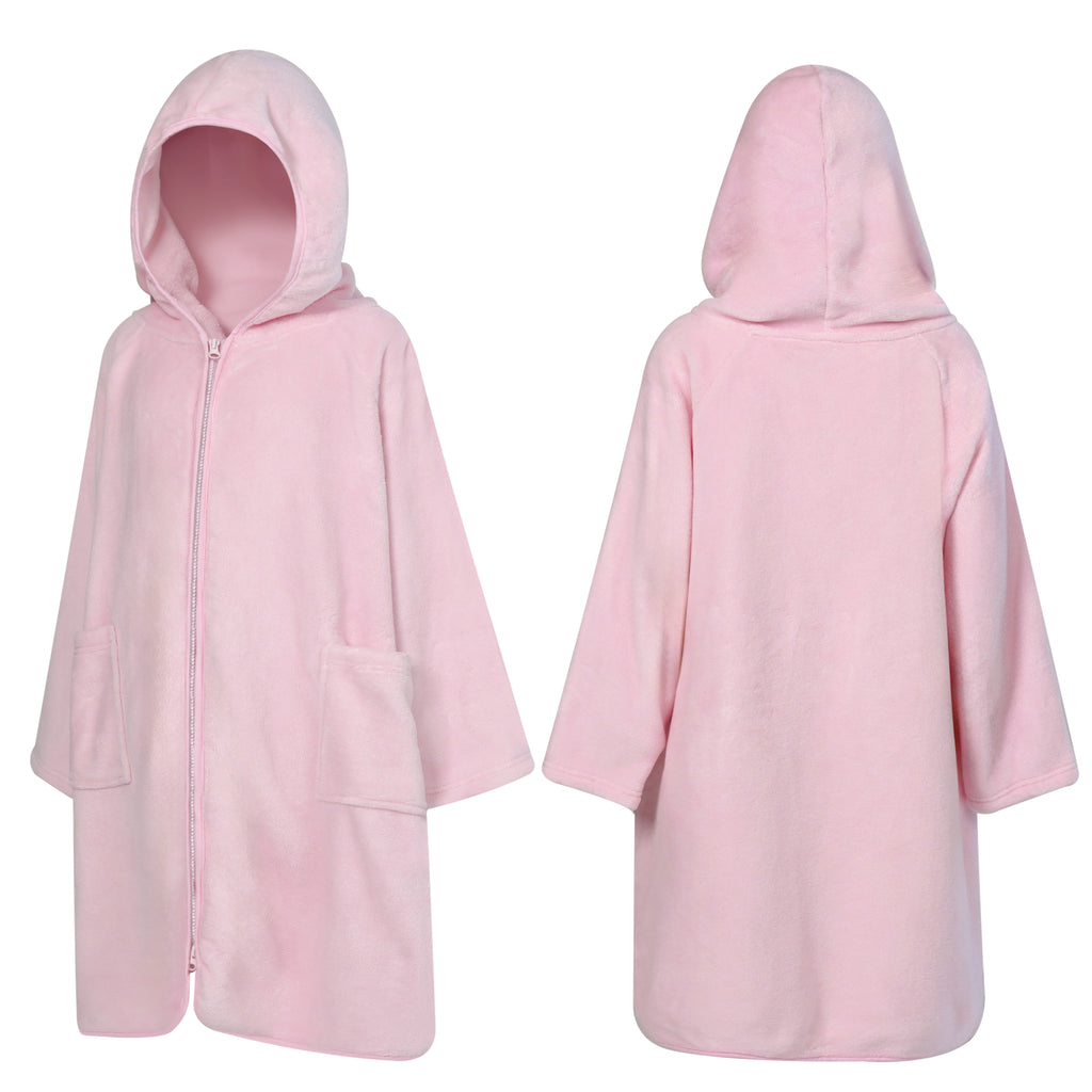 Teens Zippper Hooded Towel Robe