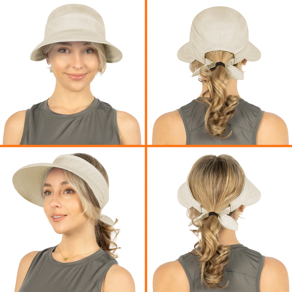 Womens Convertible Zip Off Sun Visor Hat