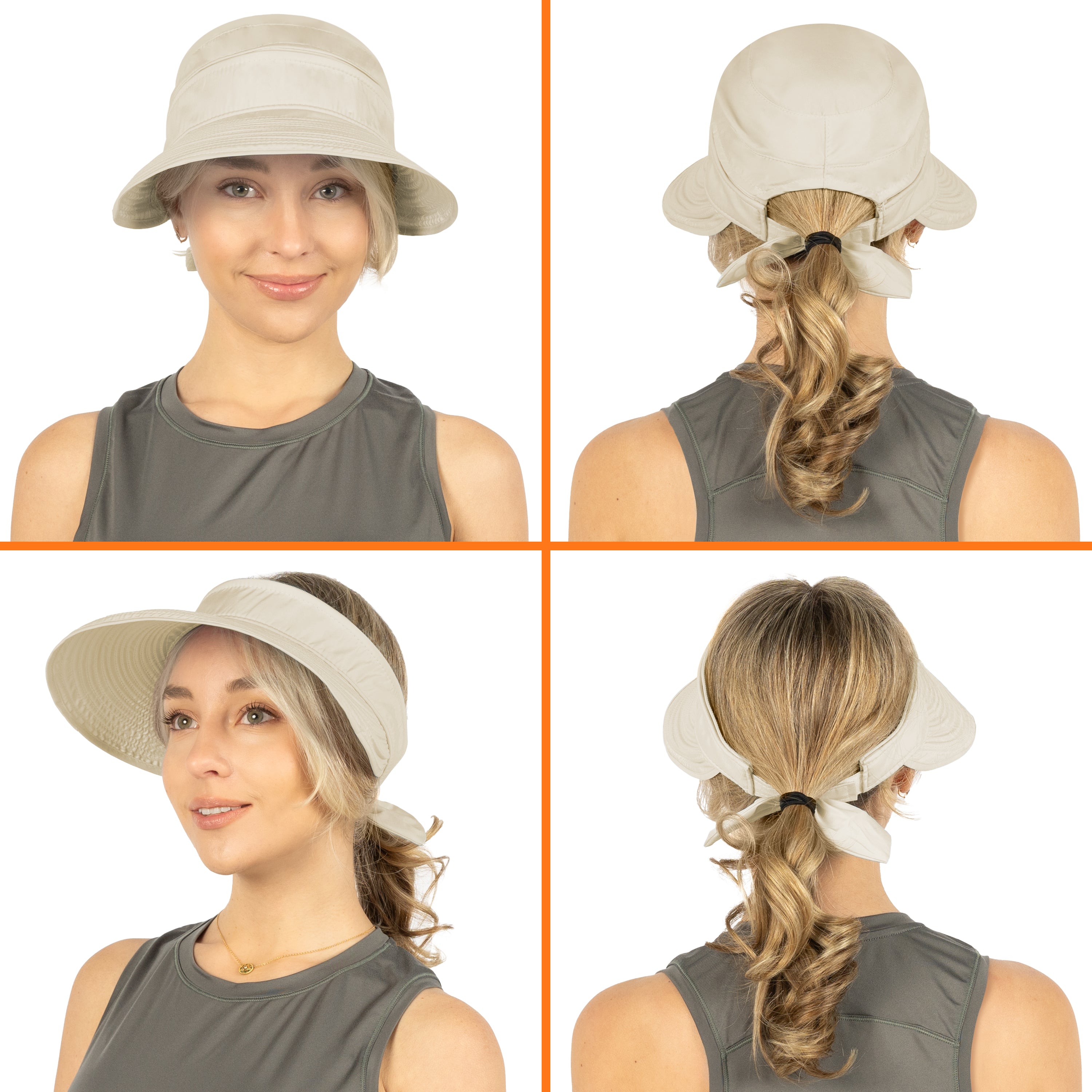 Womens Convertible Zip Off Sun Visor Hat