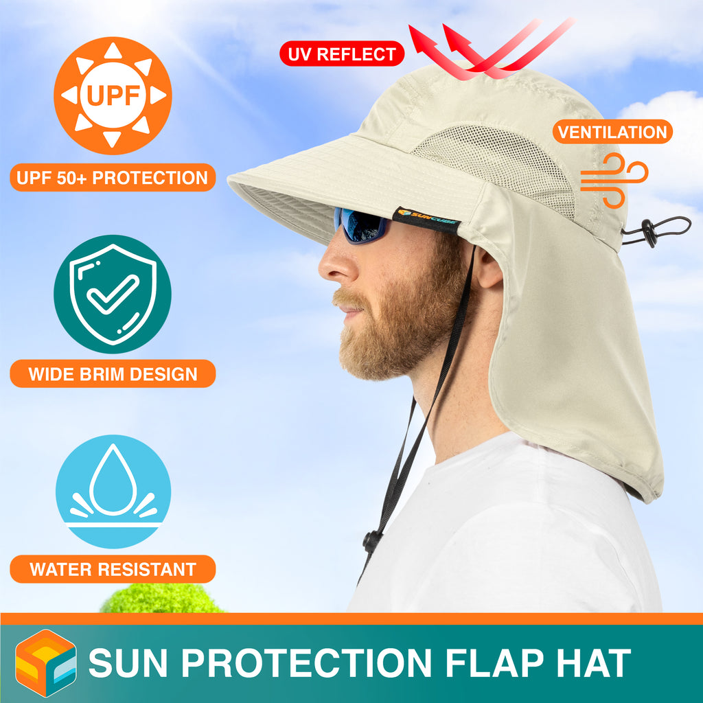 Unisex Wide Brim Sun Hat with Neck Cover