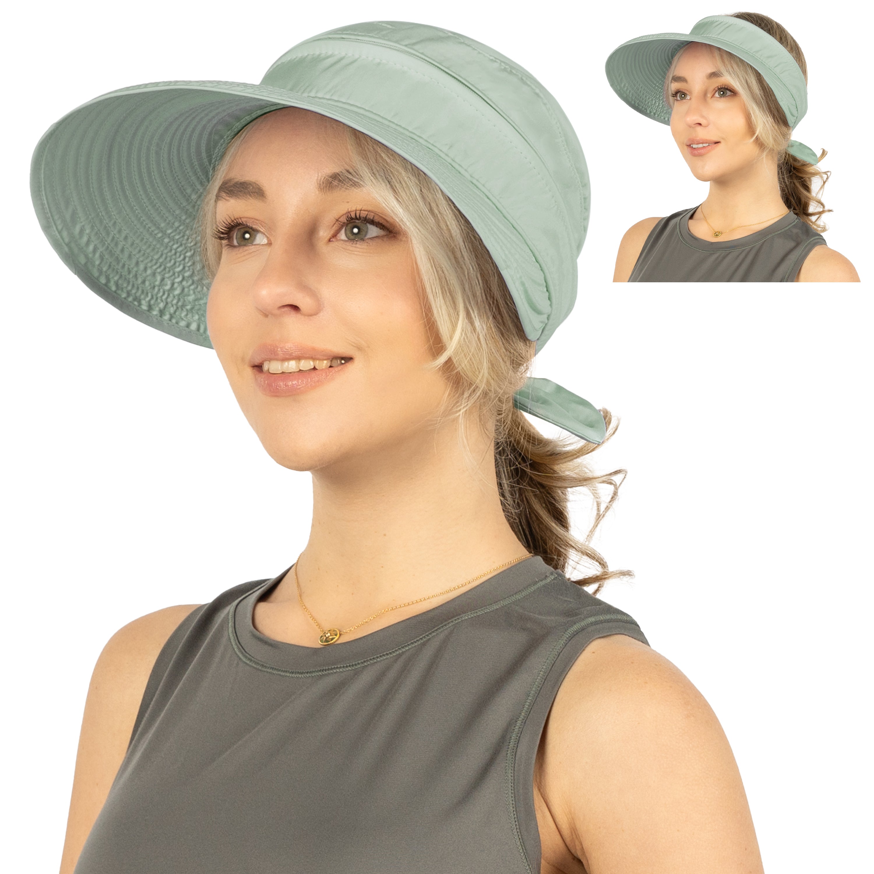 Womens Convertible Zip Off Sun Visor Hat