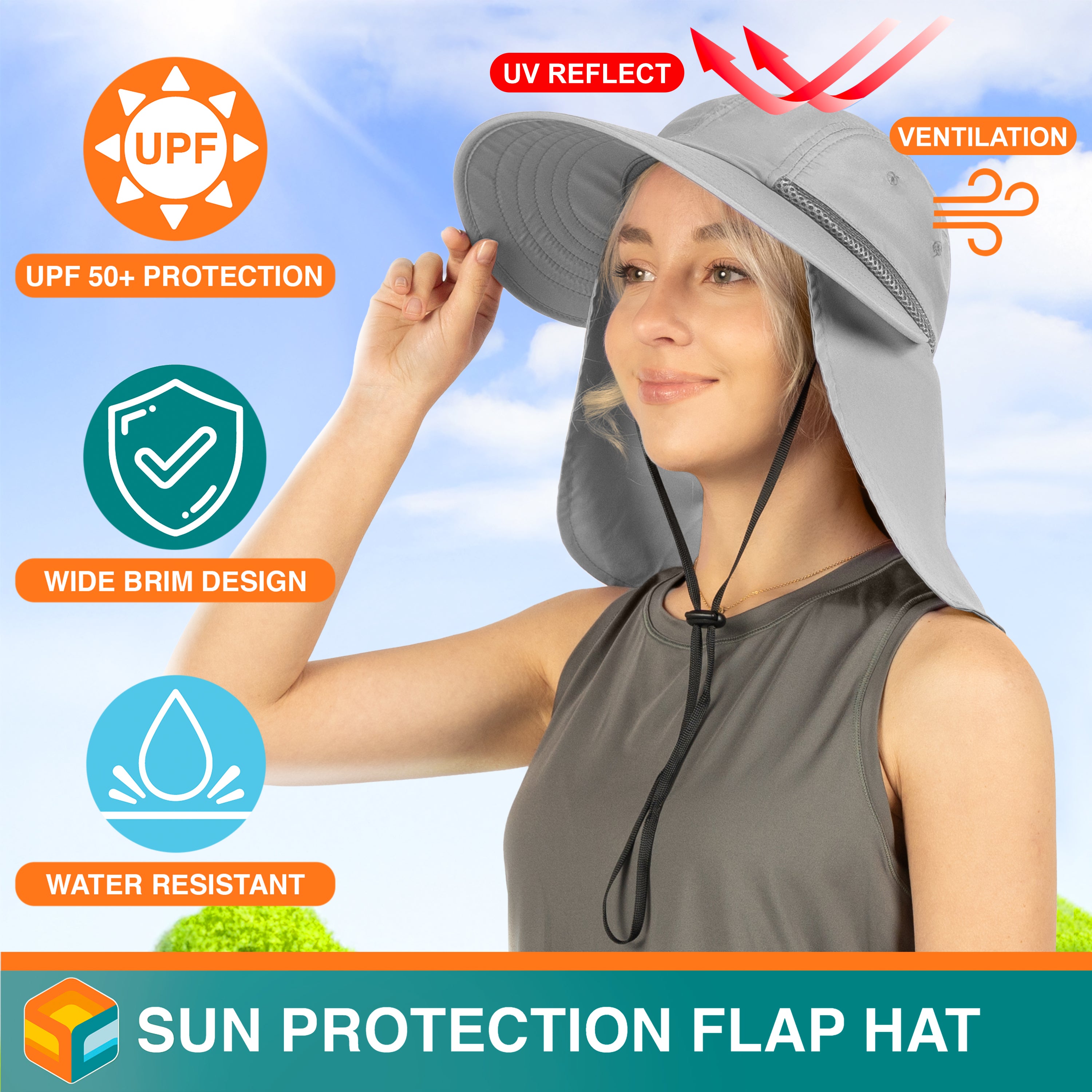Womens Sun Hat with Neck Flap