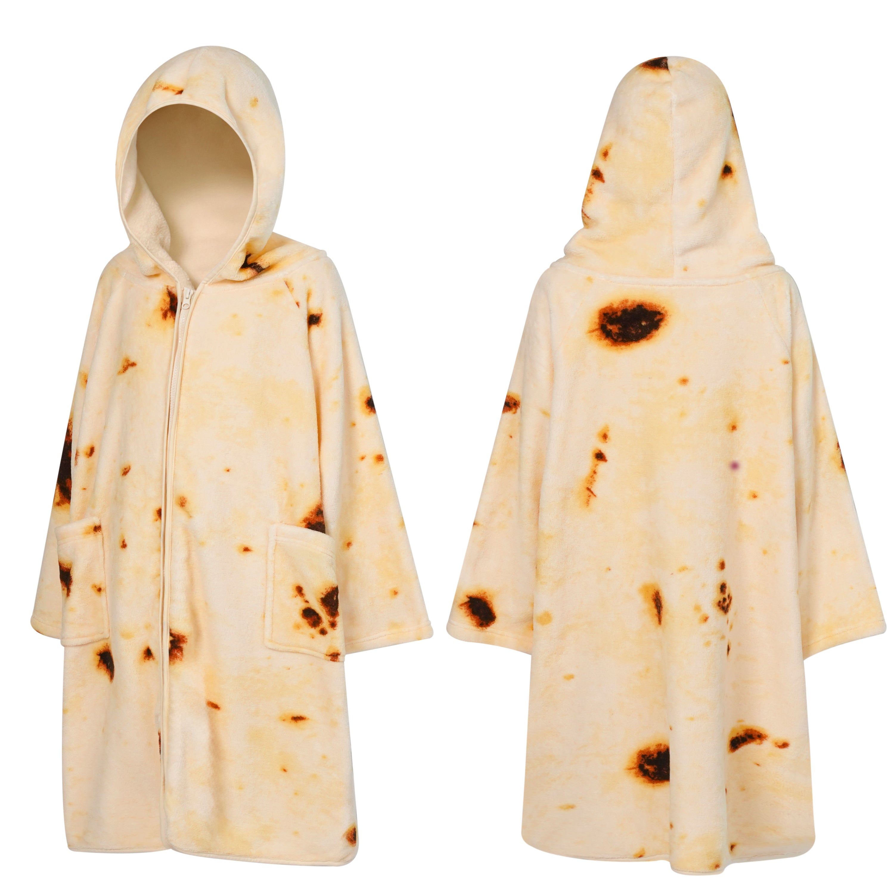 Teens Zippper Hooded Towel Robe