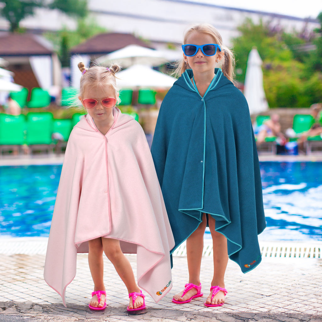 Kids Hooded Poncho Wrap Bath Towel