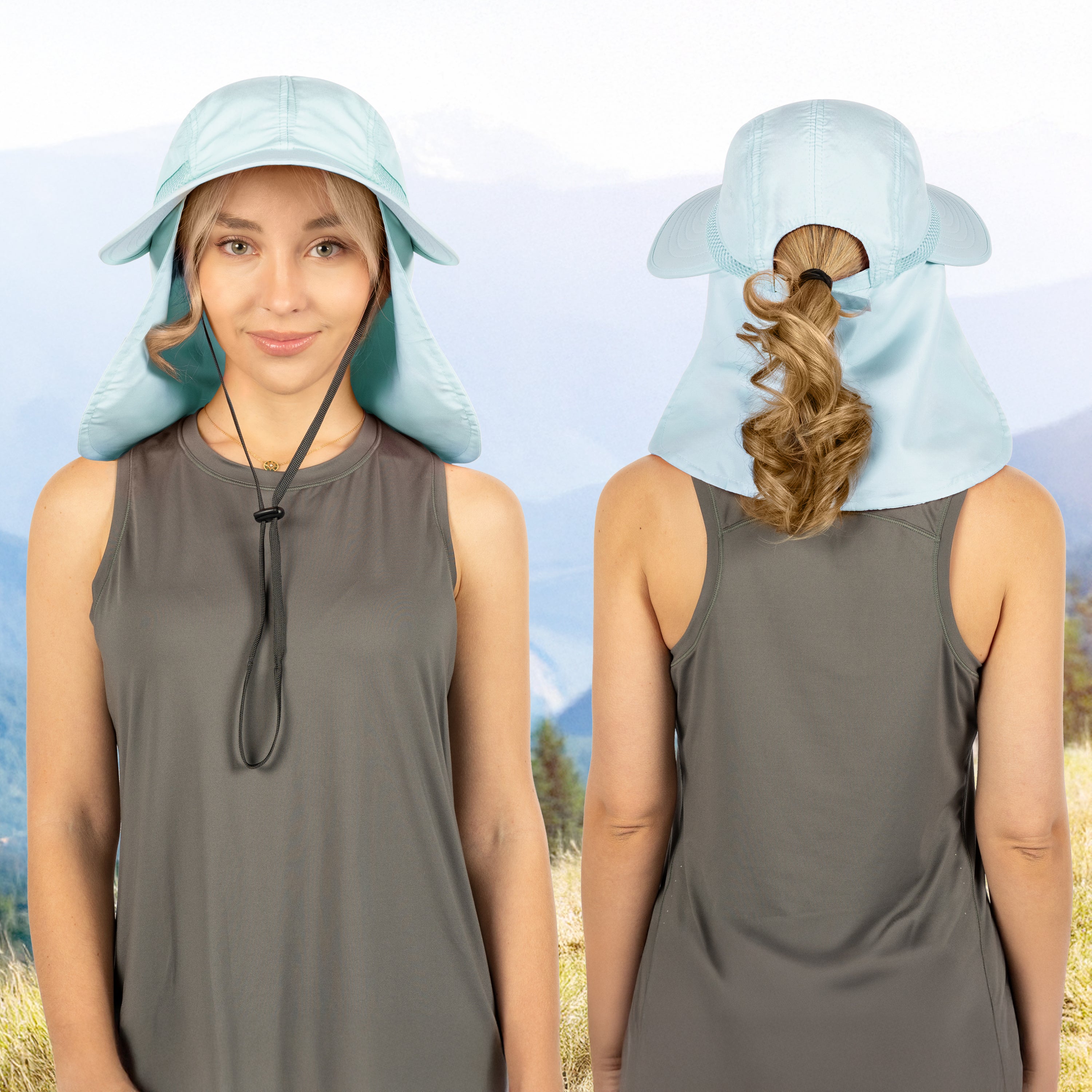 Womens Sun Hat with Neck Flap