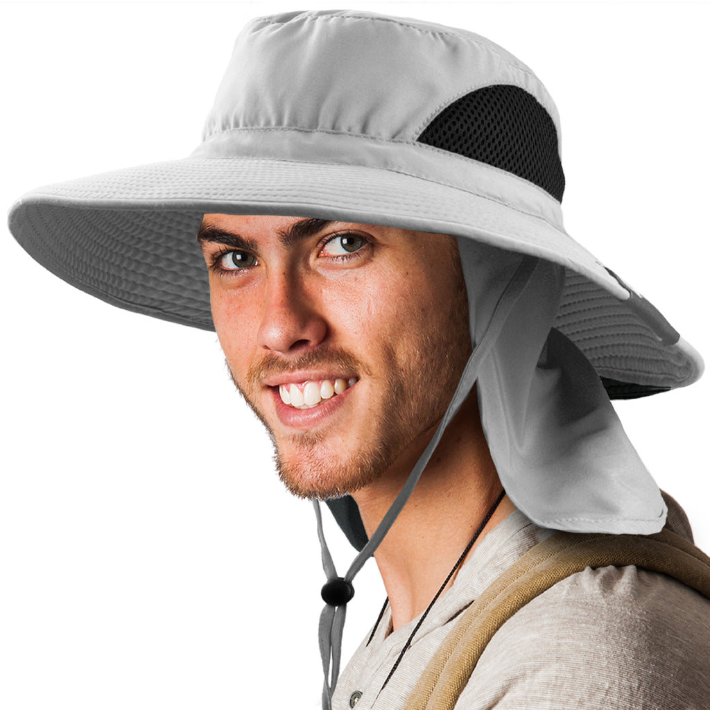 Unisex Wide Brim Sun Hat with Side Vent and Neck Flap Cover
