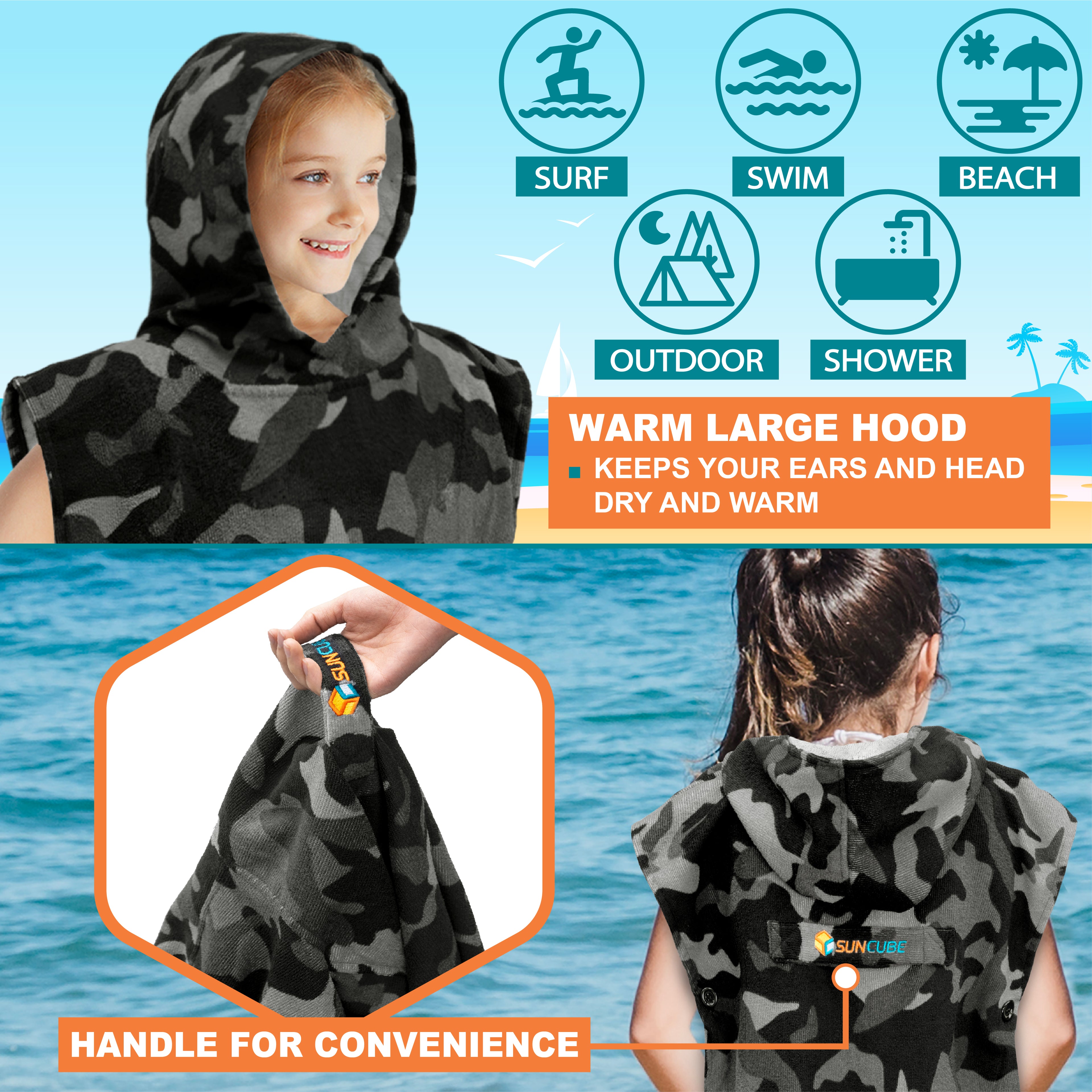 Surf Poncho Changing Robe with Hood - Kids / Teen