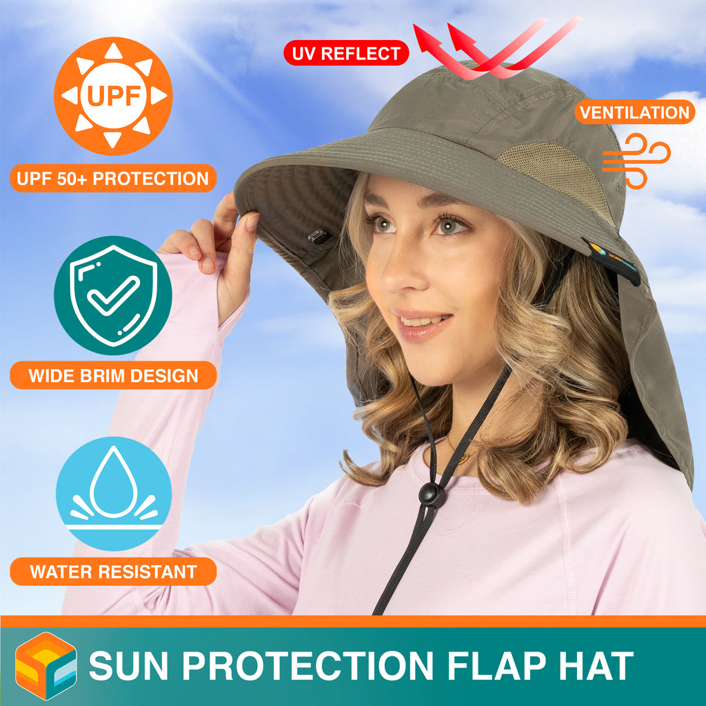 Unisex Wide Brim Sun Hat with Neck Cover