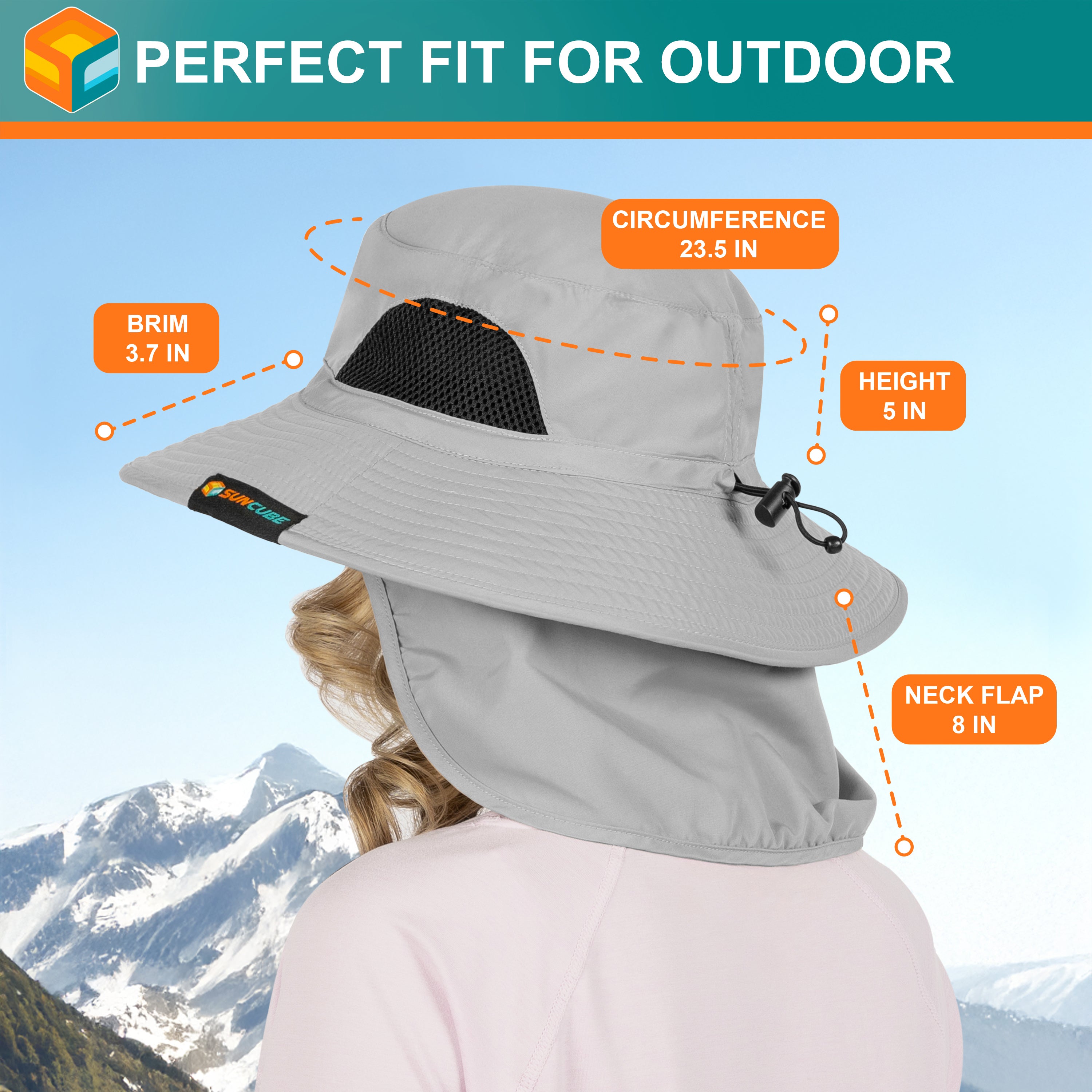 Unisex Wide Brim Sun Hat with Side Vent and Neck Flap Cover