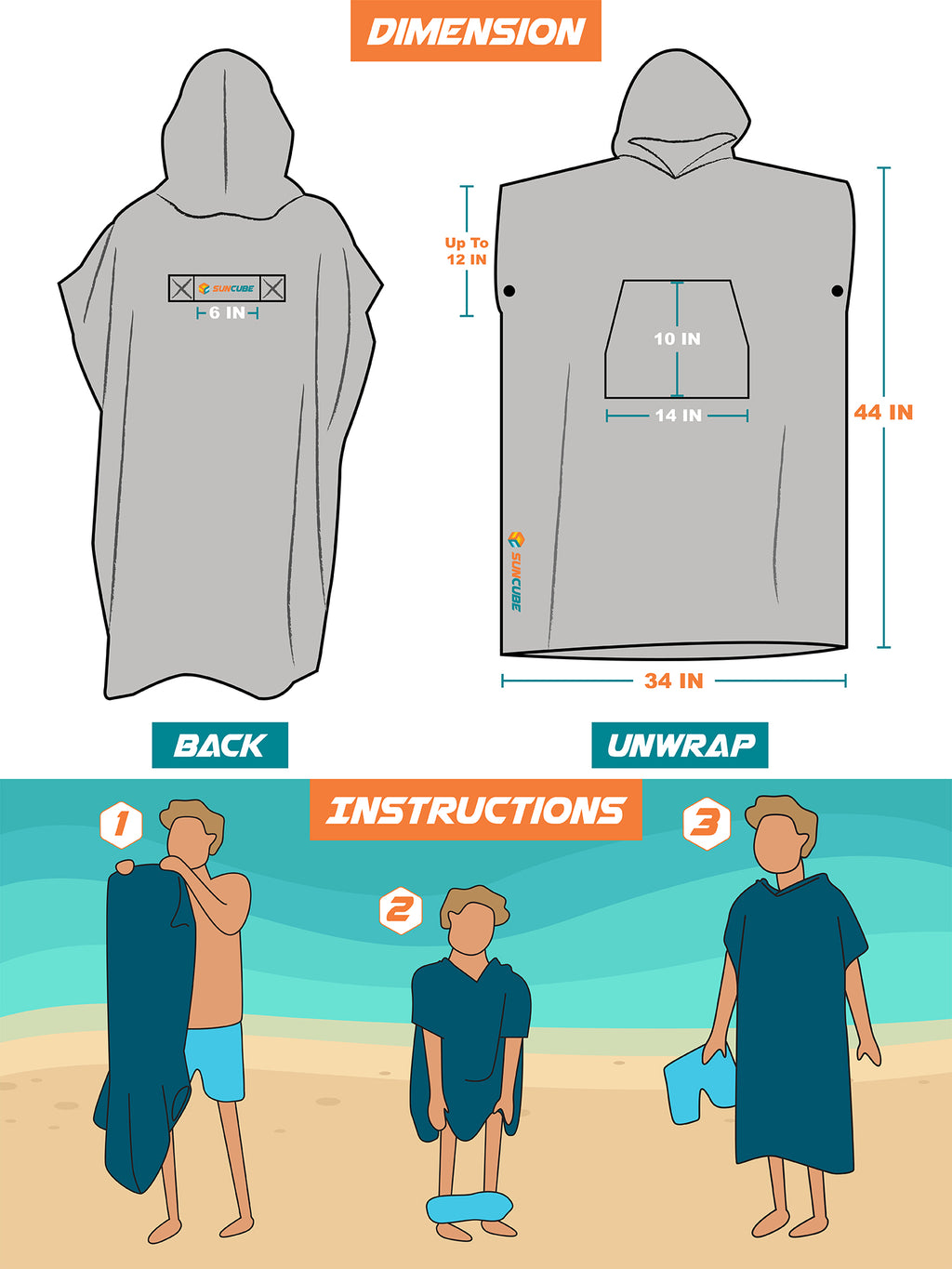 Surf Poncho Changing Robe with Hood - Adults