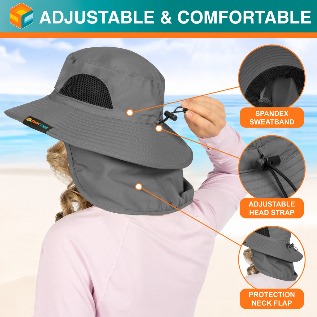 Unisex Wide Brim Sun Hat with Side Vent and Neck Flap Cover