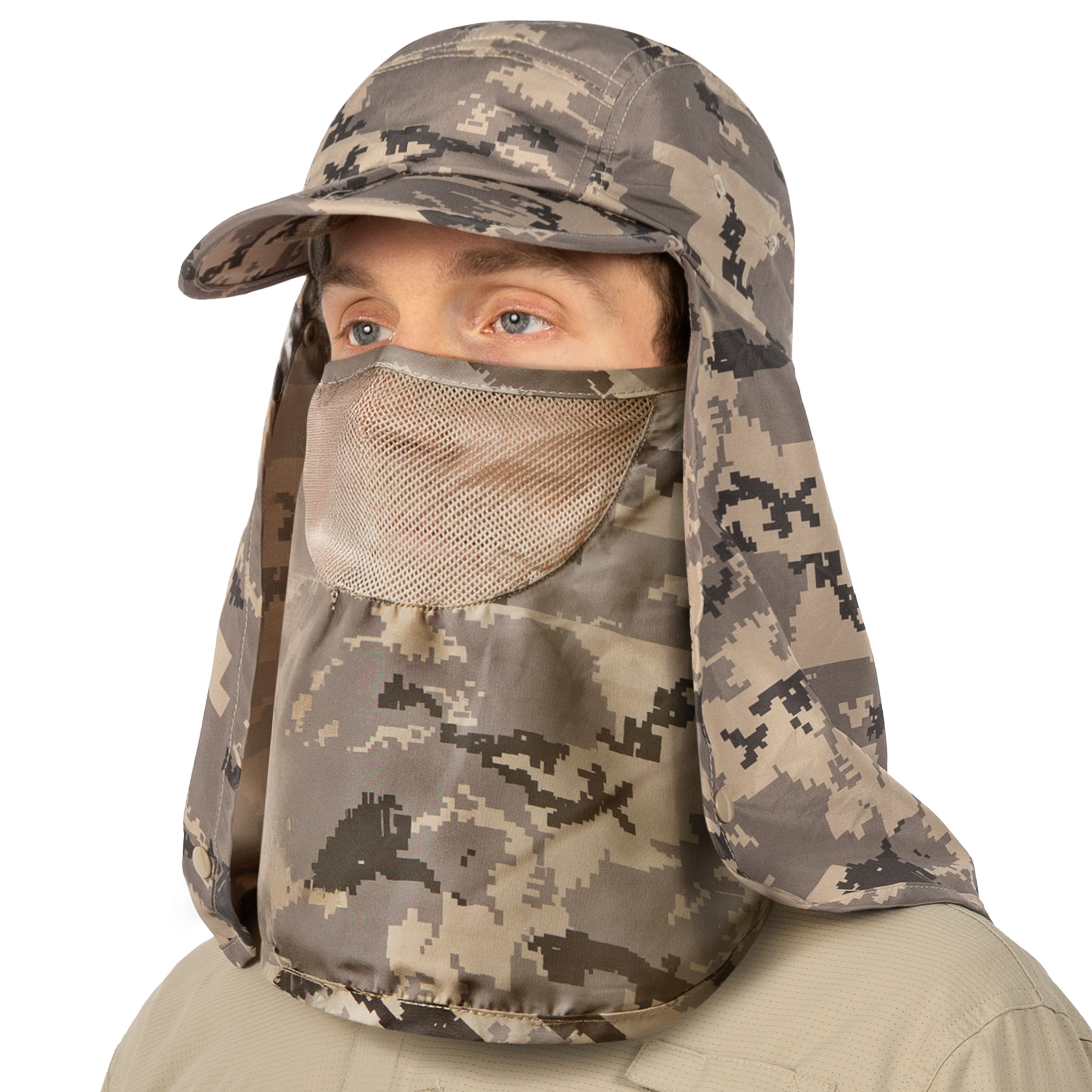 Unisex Sun Cap with Neck Flap and Face Cover