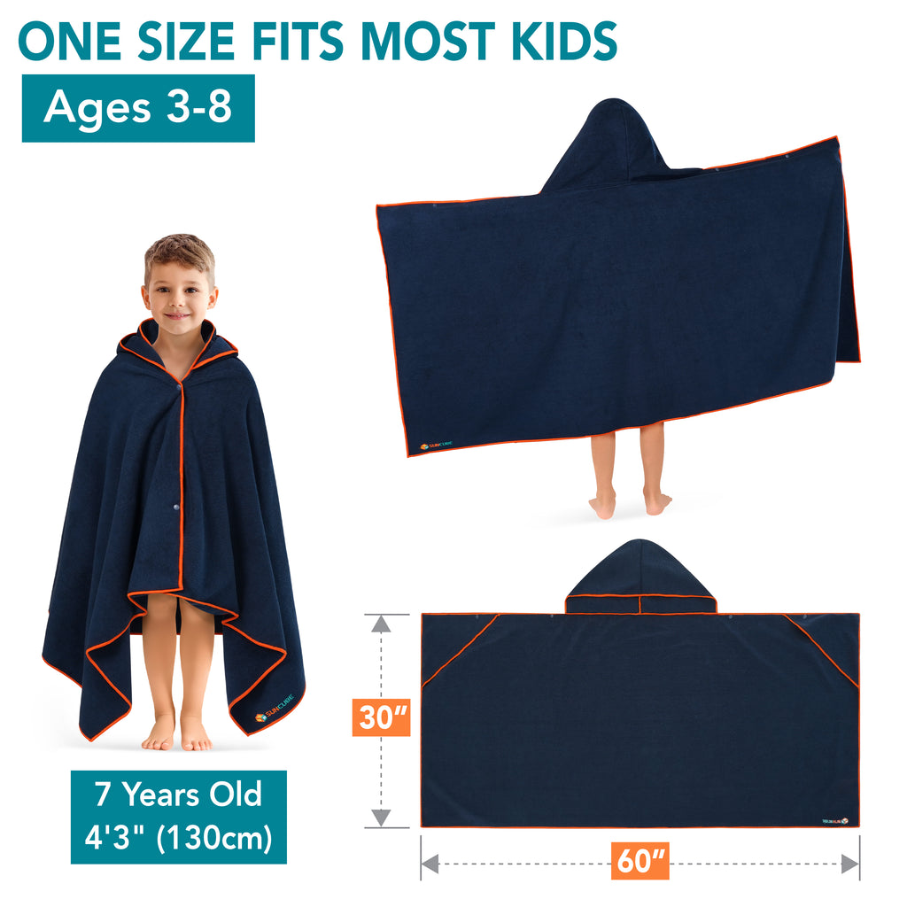 Kids Hooded Poncho Wrap Bath Towel