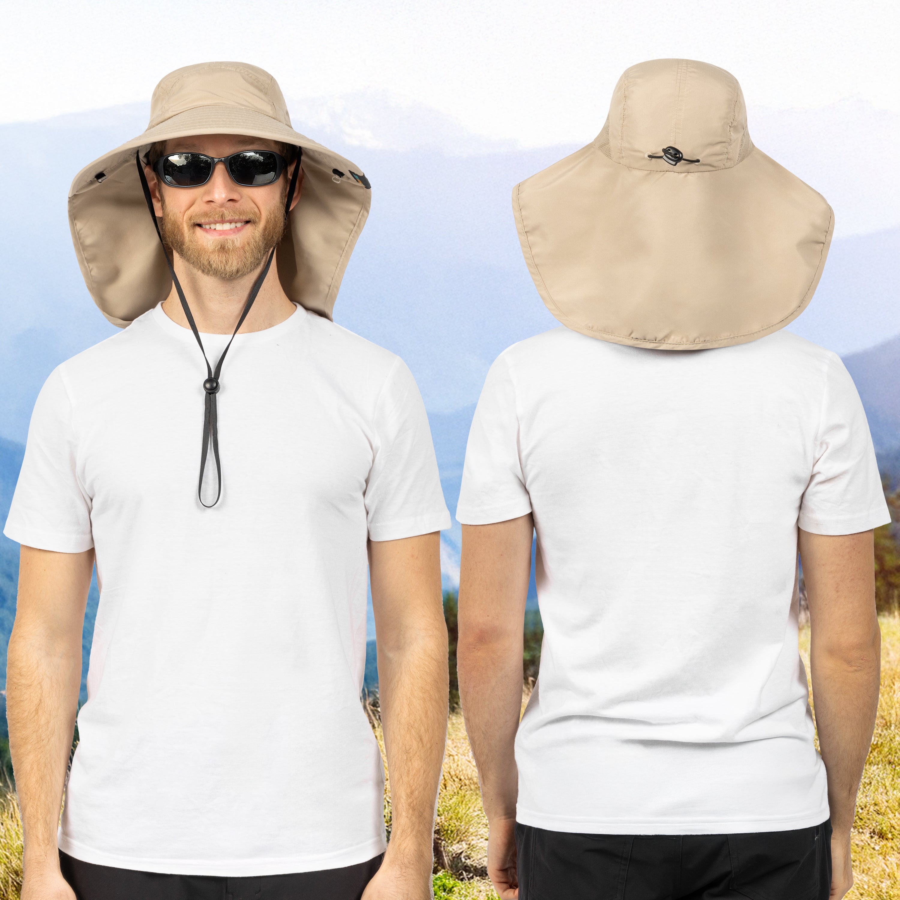 Unisex Wide Brim Sun Hat with Neck Cover