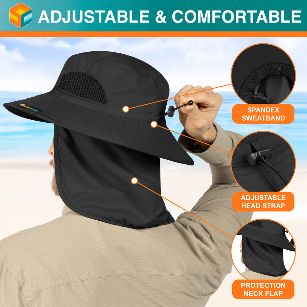 Unisex Wide Brim Hat with Neck Flap and Face Cover