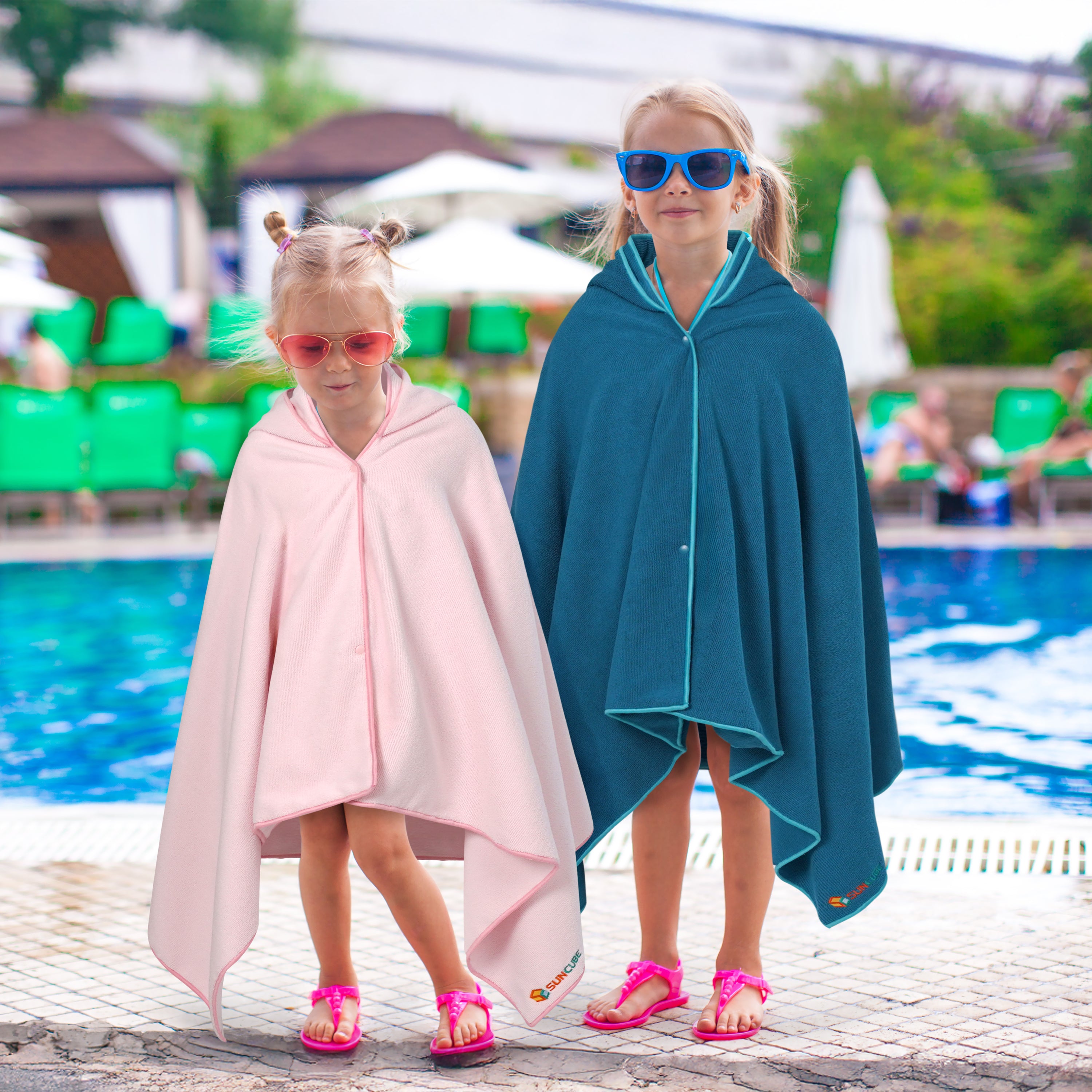 Kids Hooded Poncho Wrap Bath Towel
