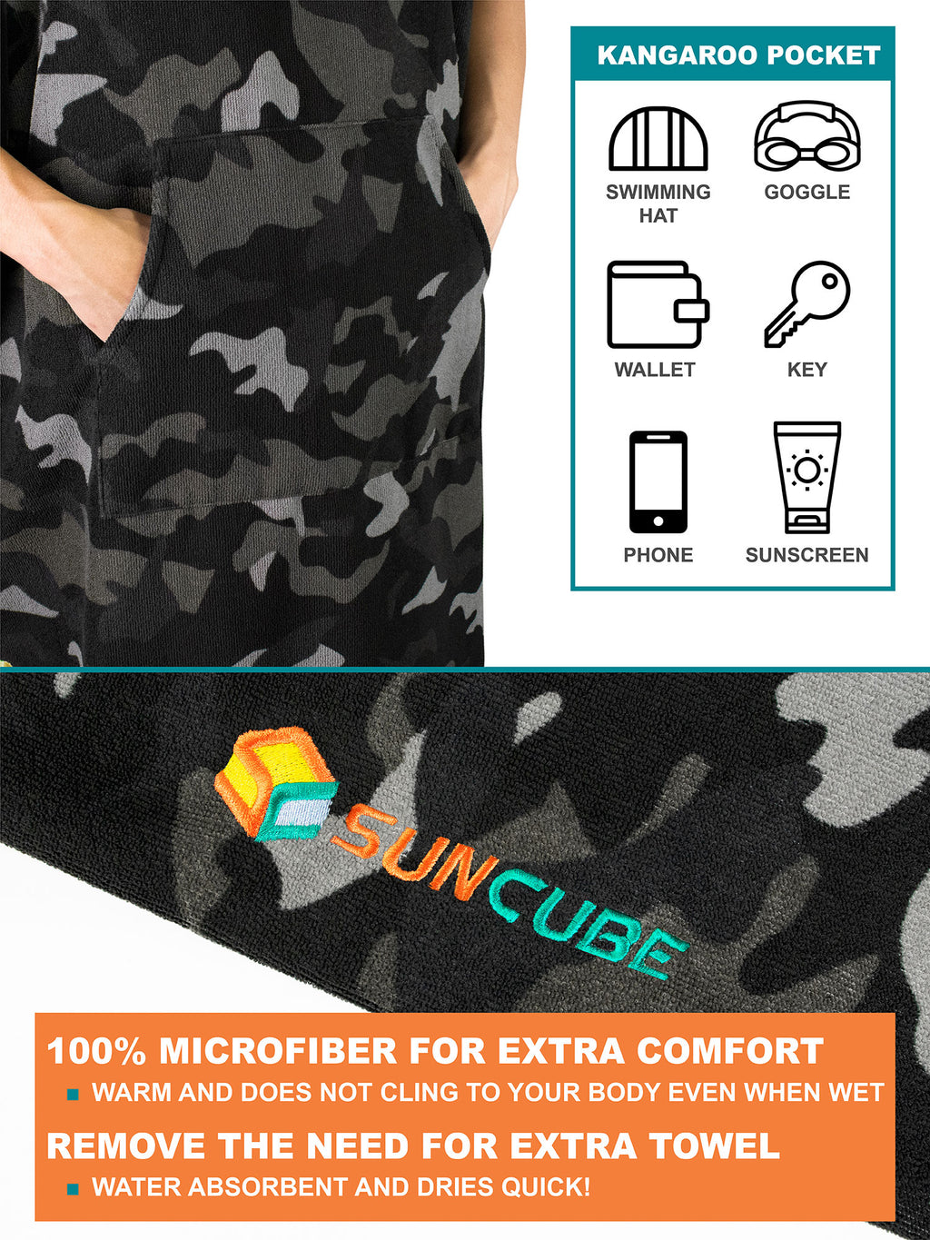 Surf Poncho Changing Robe with Hood - Adults