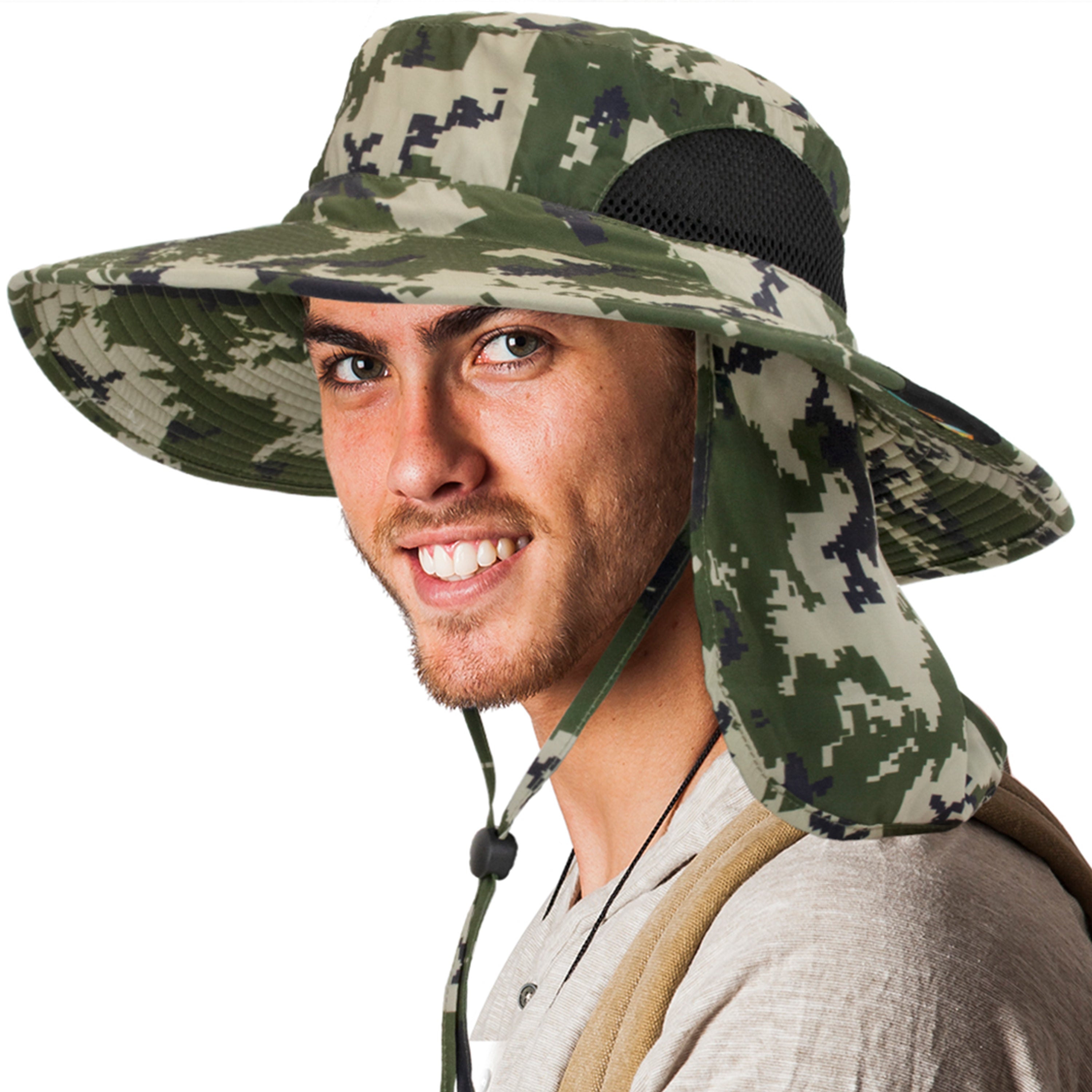 Unisex Wide Brim Sun Hat with Side Vent and Neck Flap Cover