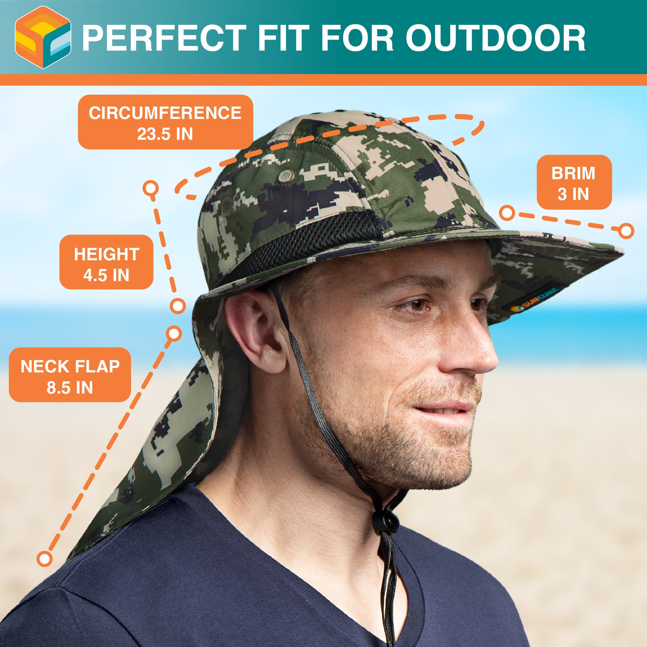 Unisex Sun Hat with Neck Flap Cover