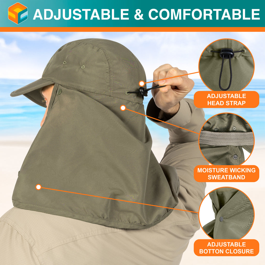 Unisex Sun Cap with Neck Flap and Face Cover