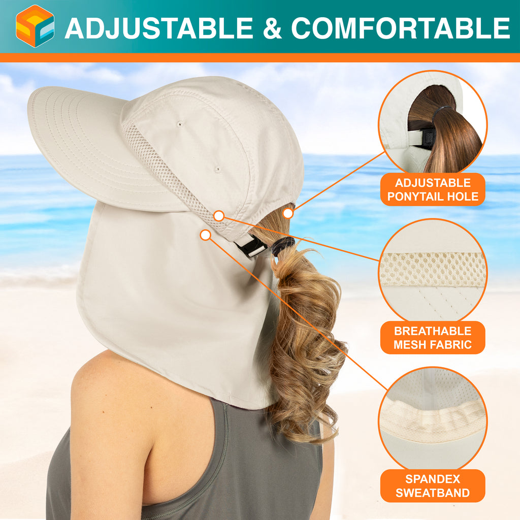Womens Sun Hat with Neck Flap
