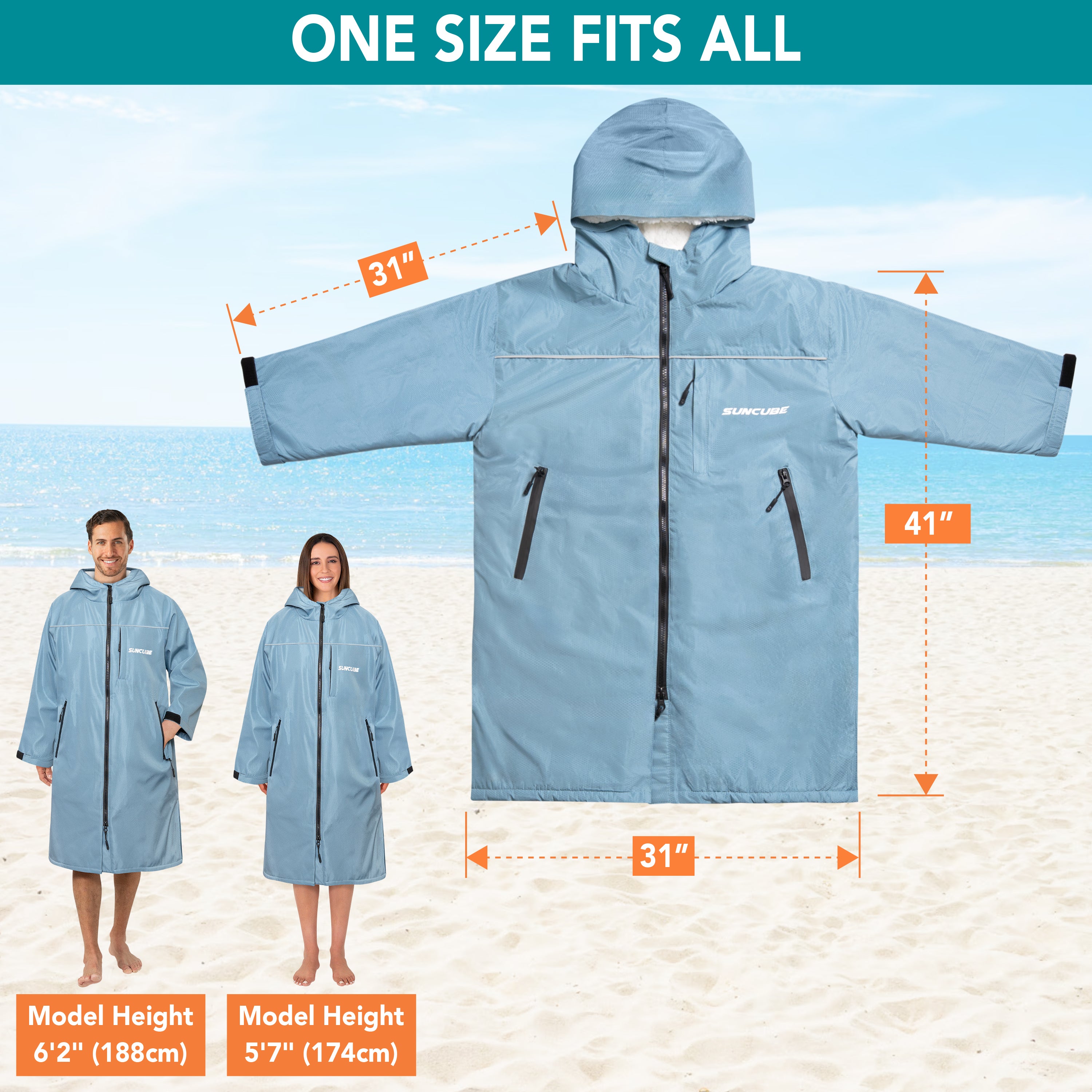 Unisex Hooded Swim Parka - Sherpa, Adults