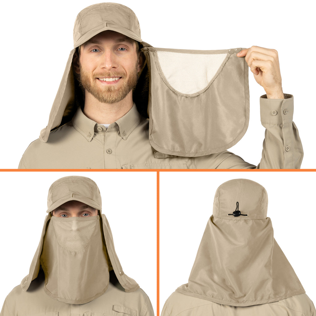Unisex Sun Cap with Neck Flap and Face Cover