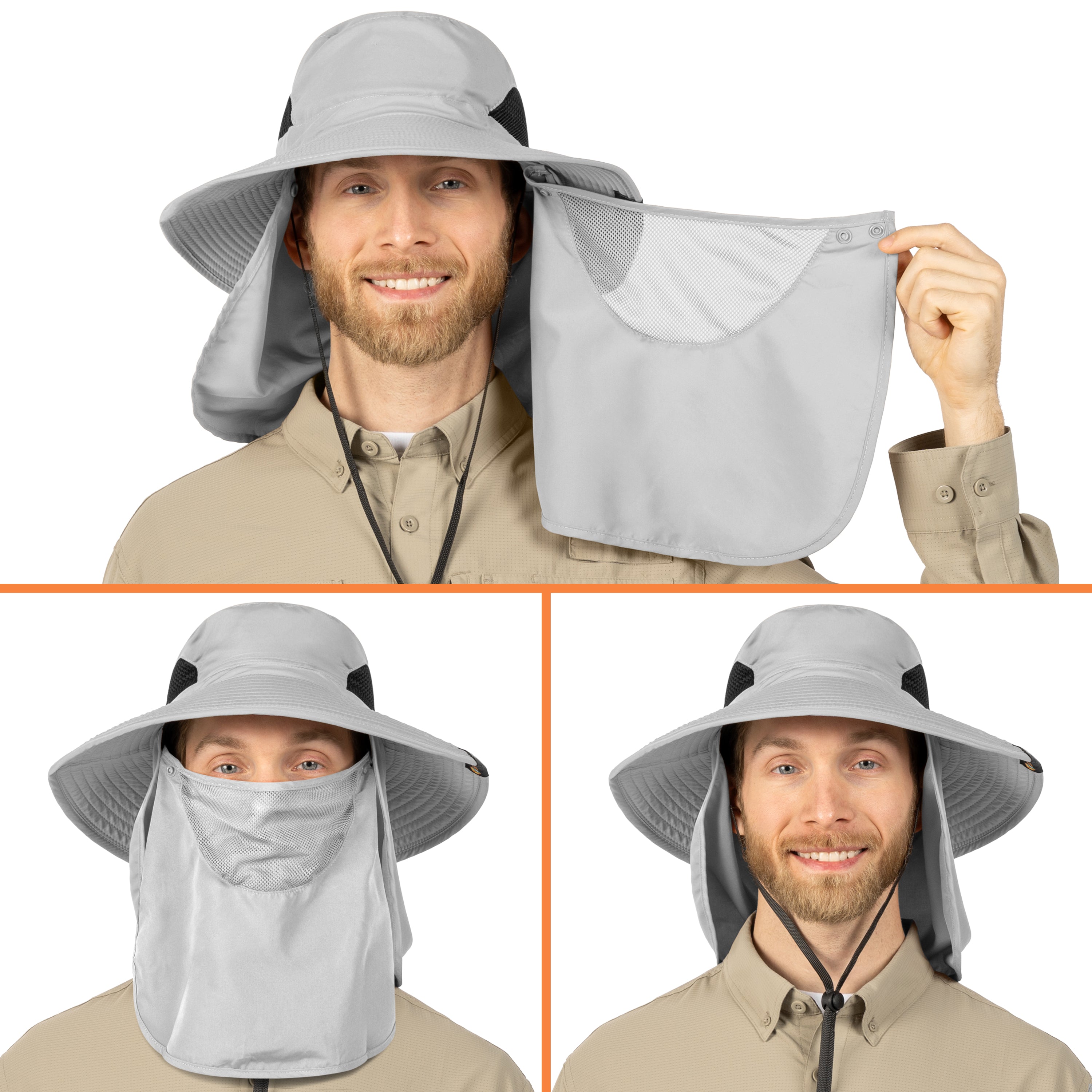 Unisex Wide Brim Hat with Neck Flap and Face Cover
