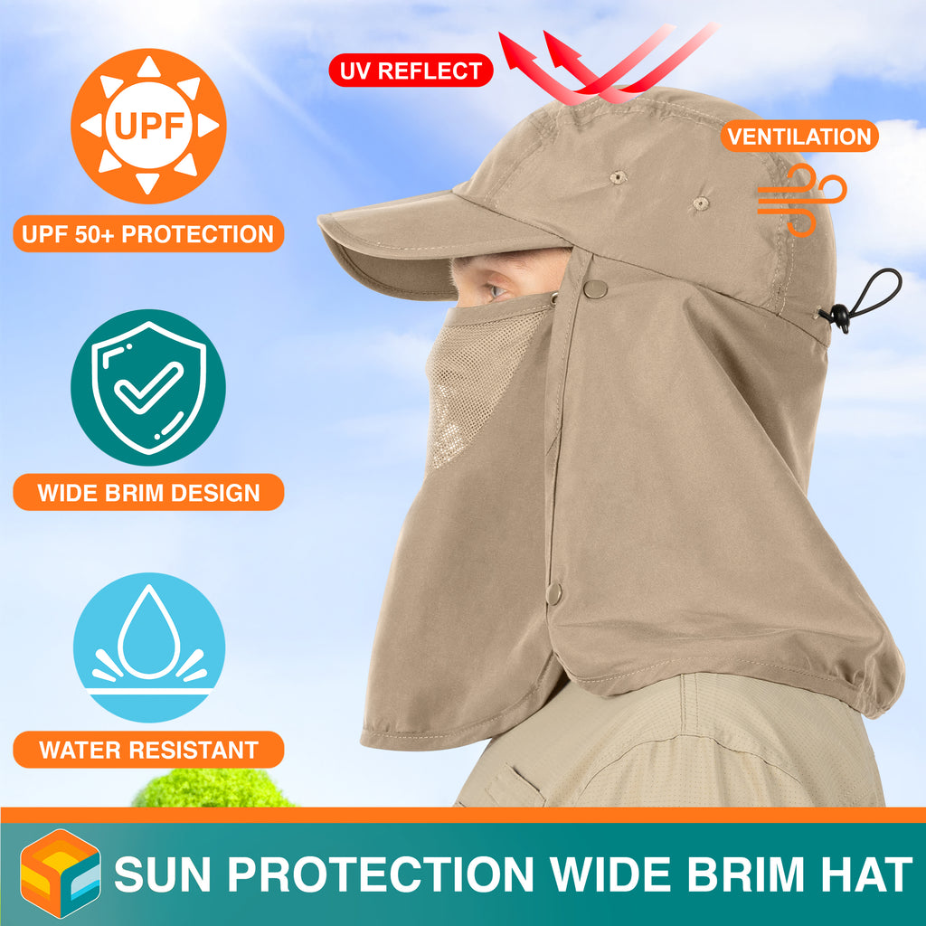 Unisex Sun Cap with Neck Flap and Face Cover