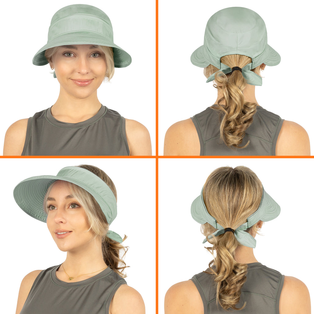 Womens Convertible Zip Off Sun Visor Hat