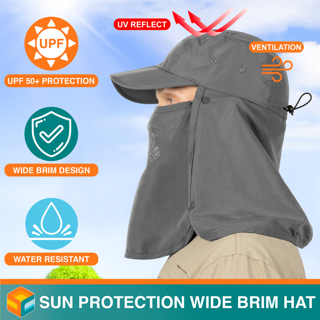 Unisex Sun Cap with Neck Flap and Face Cover