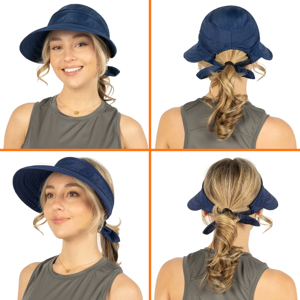 Womens Convertible Zip Off Sun Visor Hat
