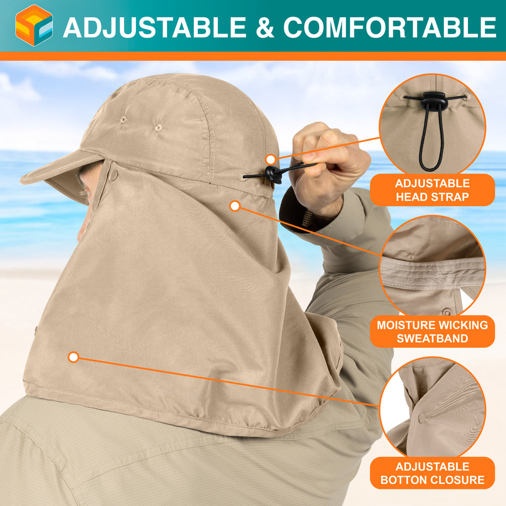 Unisex Sun Cap with Neck Flap and Face Cover
